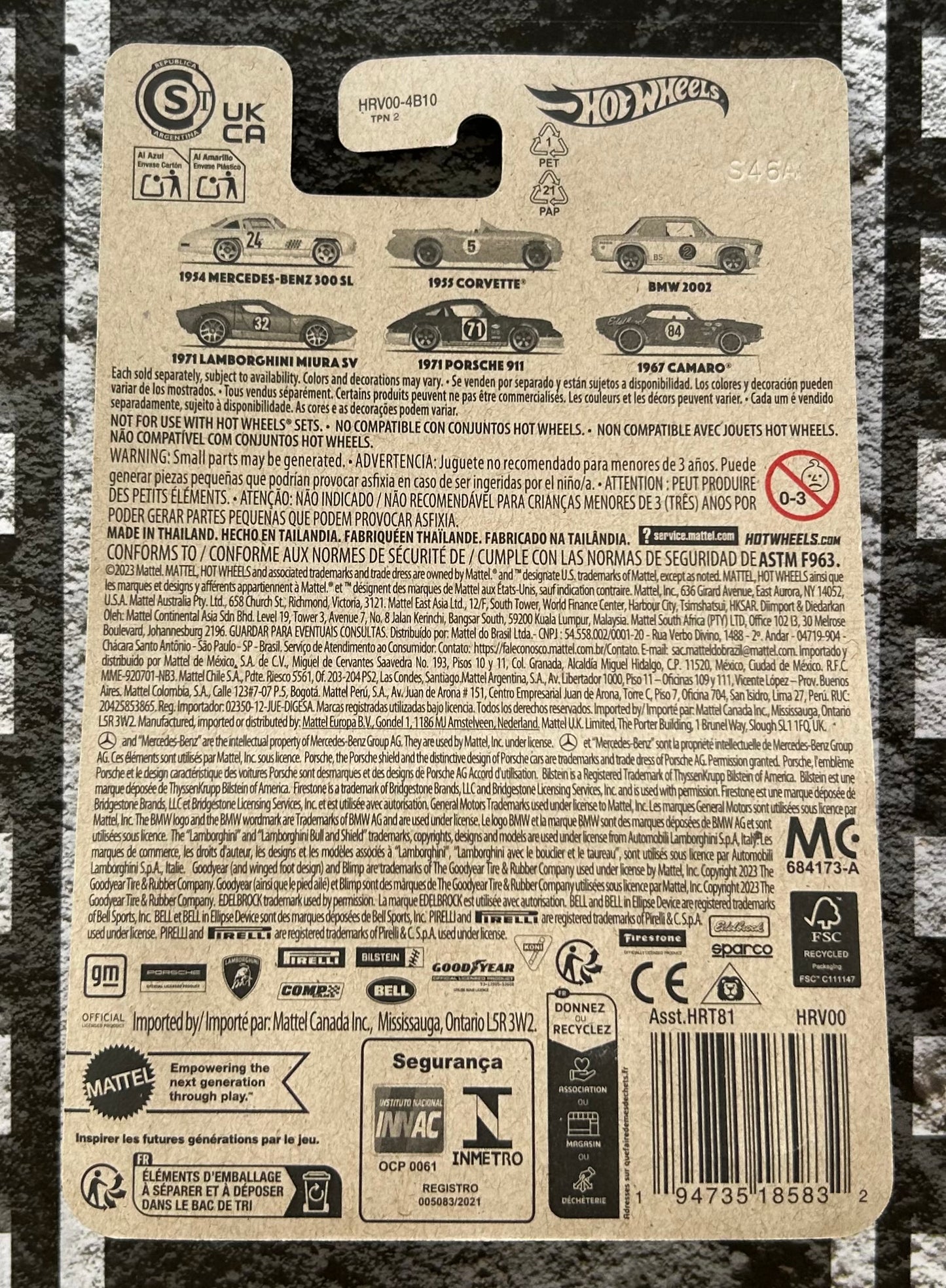 Mattel Hot Wheels Diecast 1:64 - 1954 Mercedes-Benz 300 SL 1/6 Vintage Racing Club series