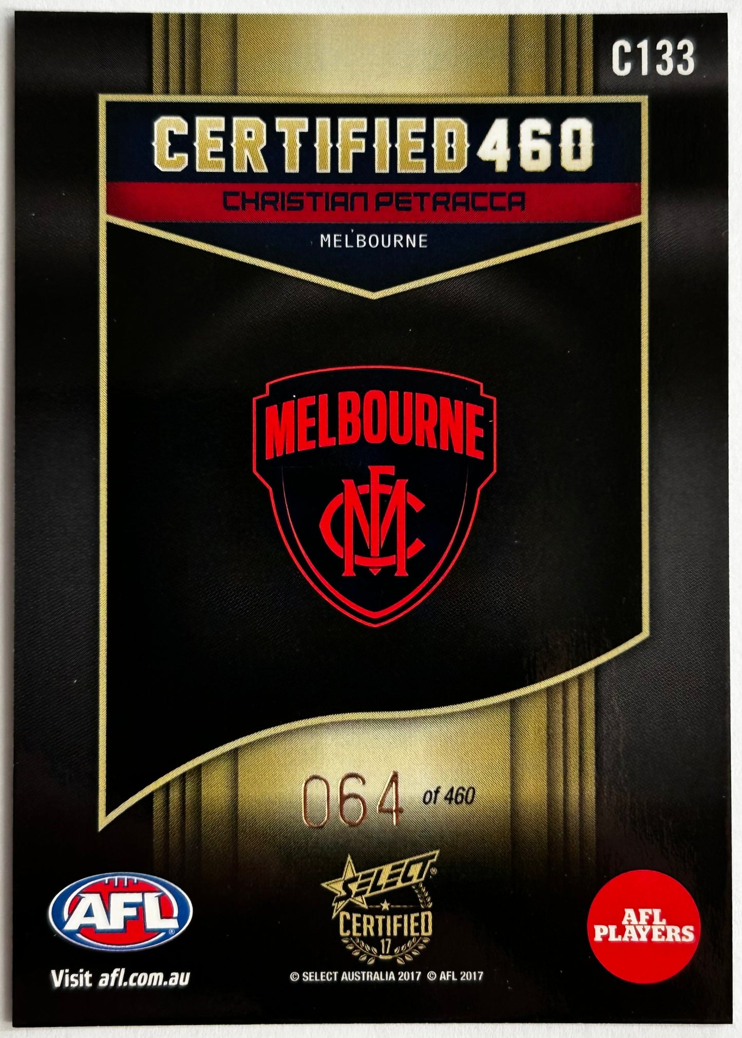 Select AFL 2017 Certified - CHRISTIAN PETRACCA (MELBOURNE) Certified 460 C133