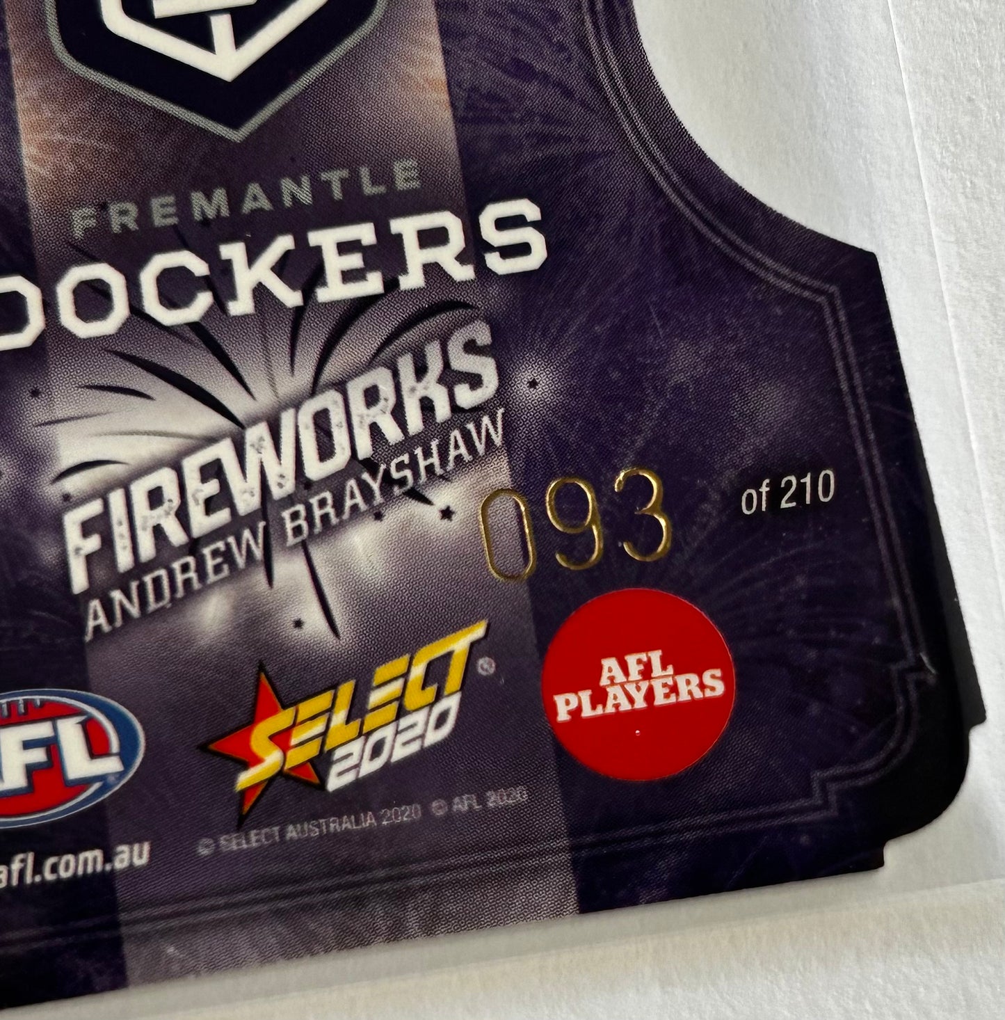 Select AFL Footy Stars 2020 - ANDREW BRAYSHAW (FREMANTLE DOCKERS) Fireworks FDC41 /210