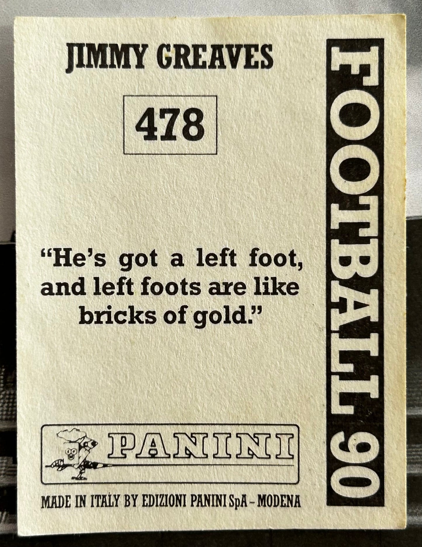 Panini Football 90 Sticker - JIMMY GREAVES (TV COMMENTATORS) Who Said That? #478