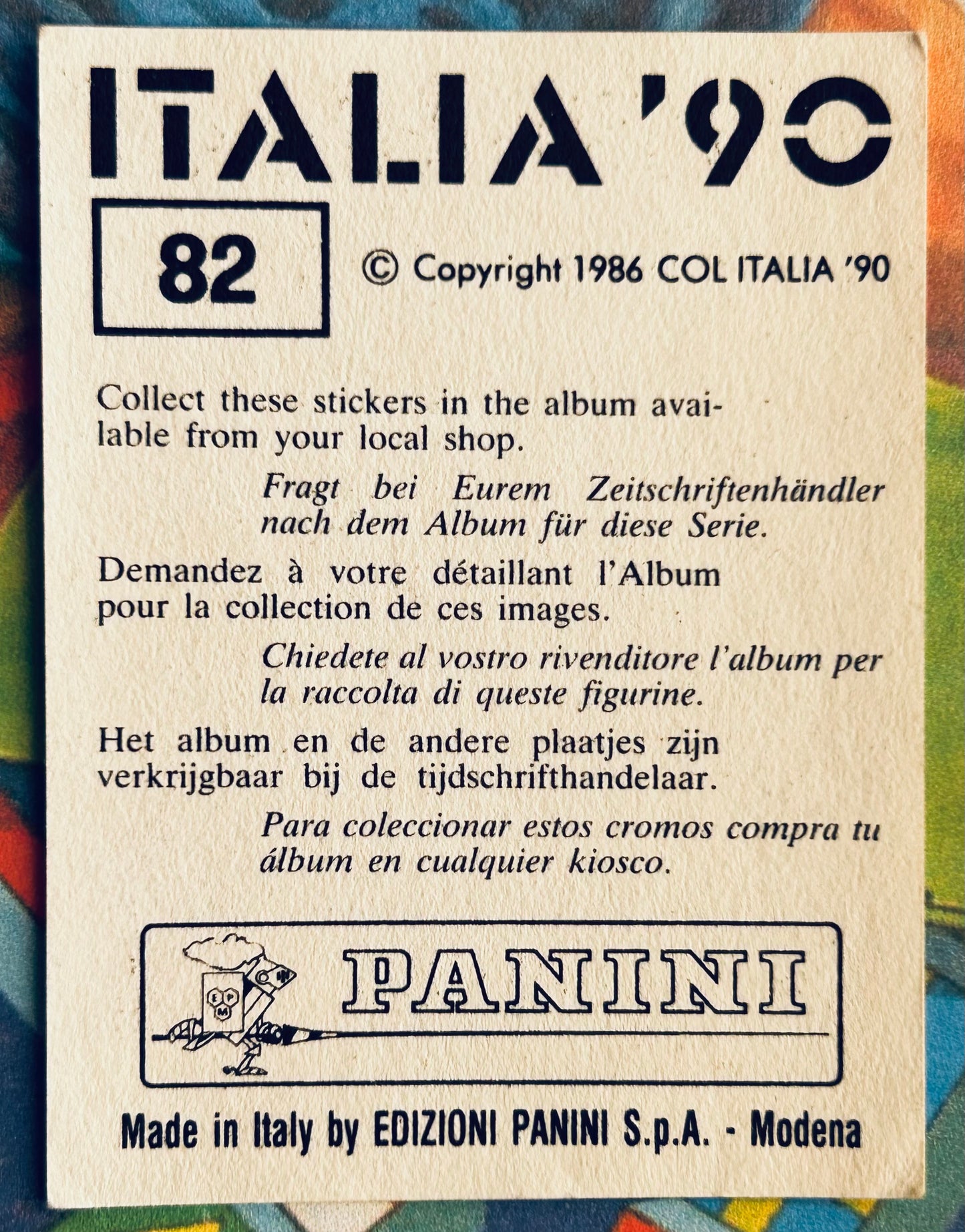 Panini FIFA World Cup Italia 90 Sticker - FRANTISEK STRAKA (CZECHOSLOVAKIA) #82