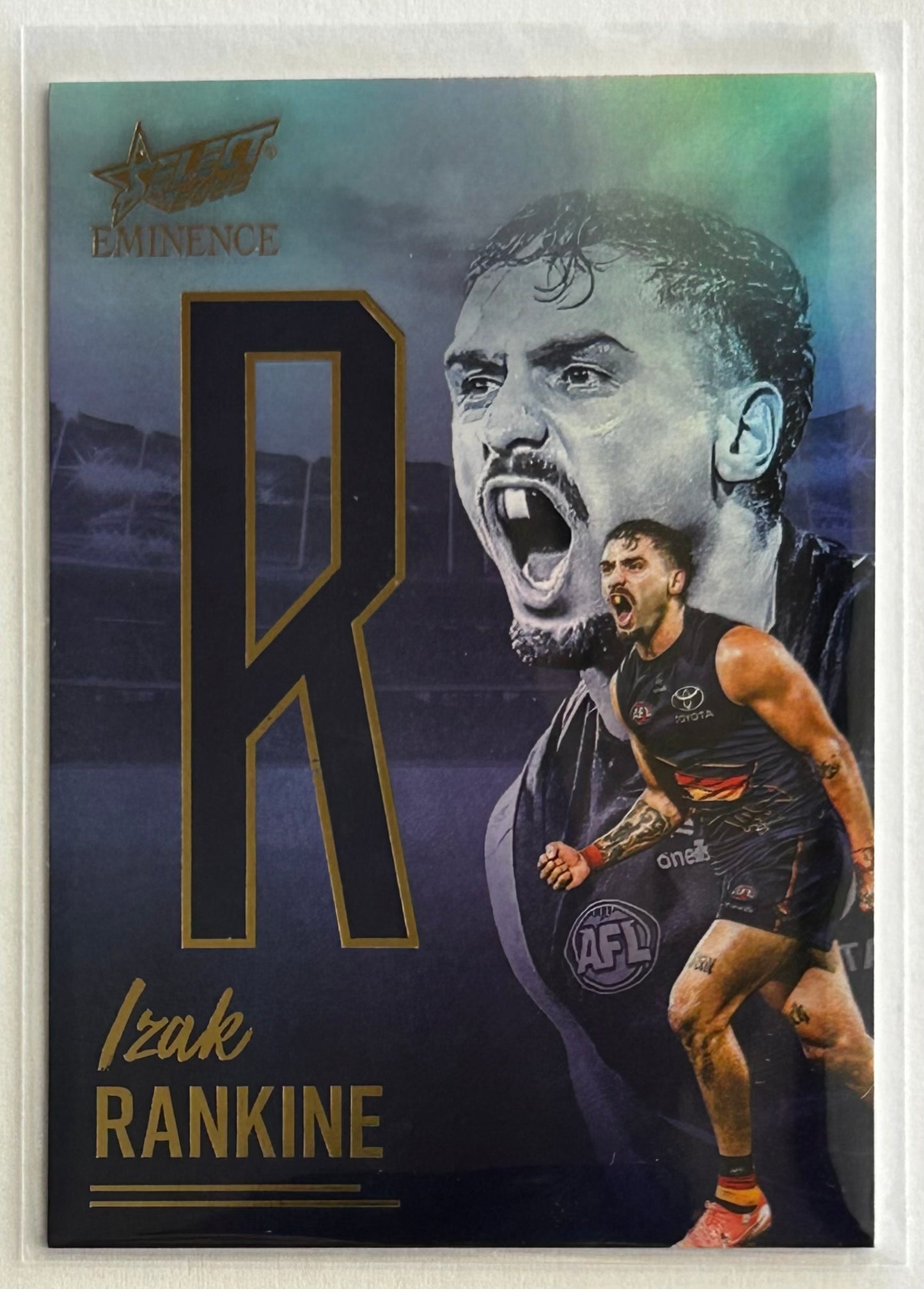 2025 AFL Select Eminence - IZAK RANKINE (ADELAIDE CROWS) Nameplate Gold 'R' /115 NG18