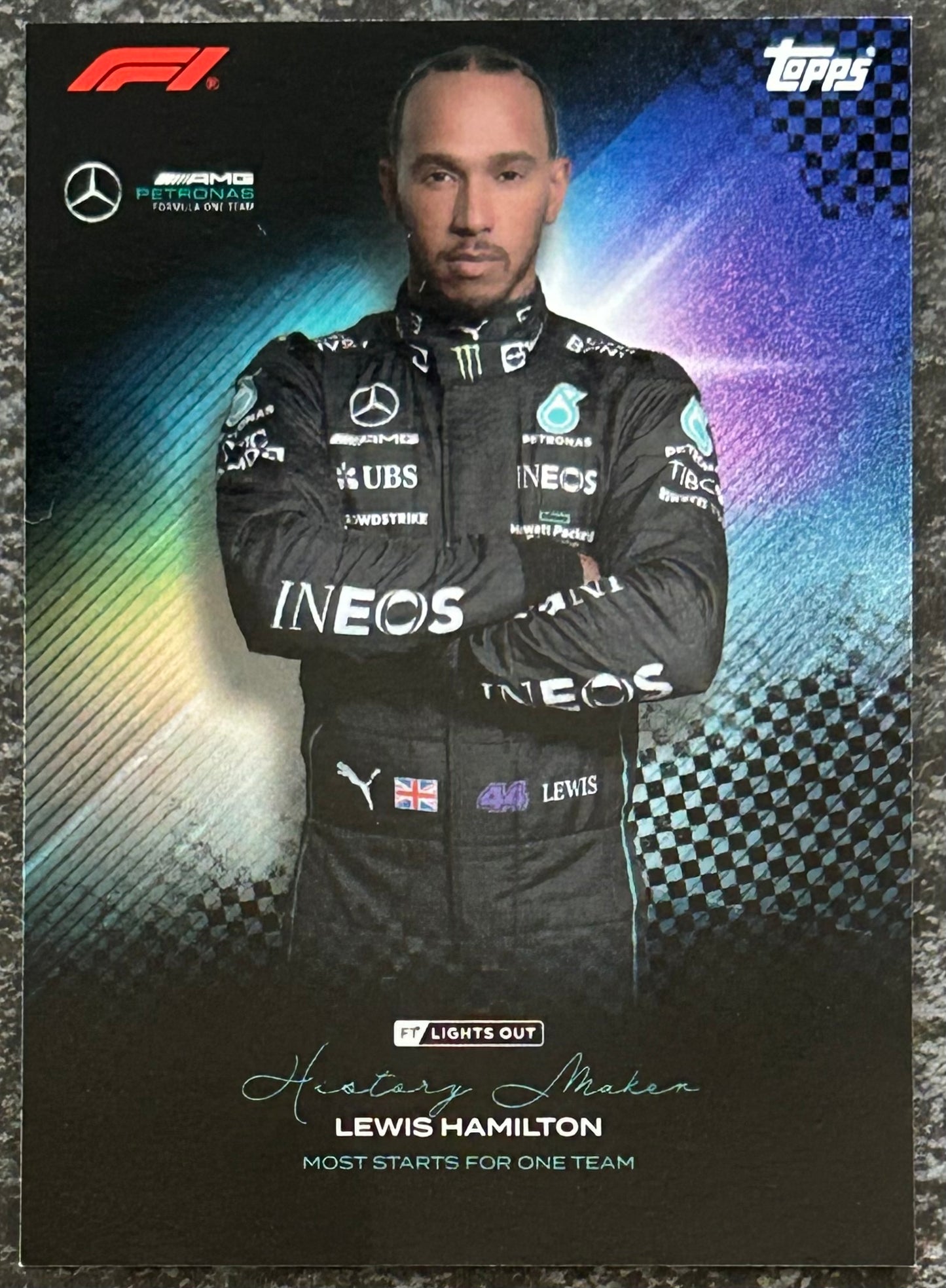2022 Topps F1 Lights Out - LEWIS HAMILTON (MERCEDES) History Maker - Most Starts For One Team