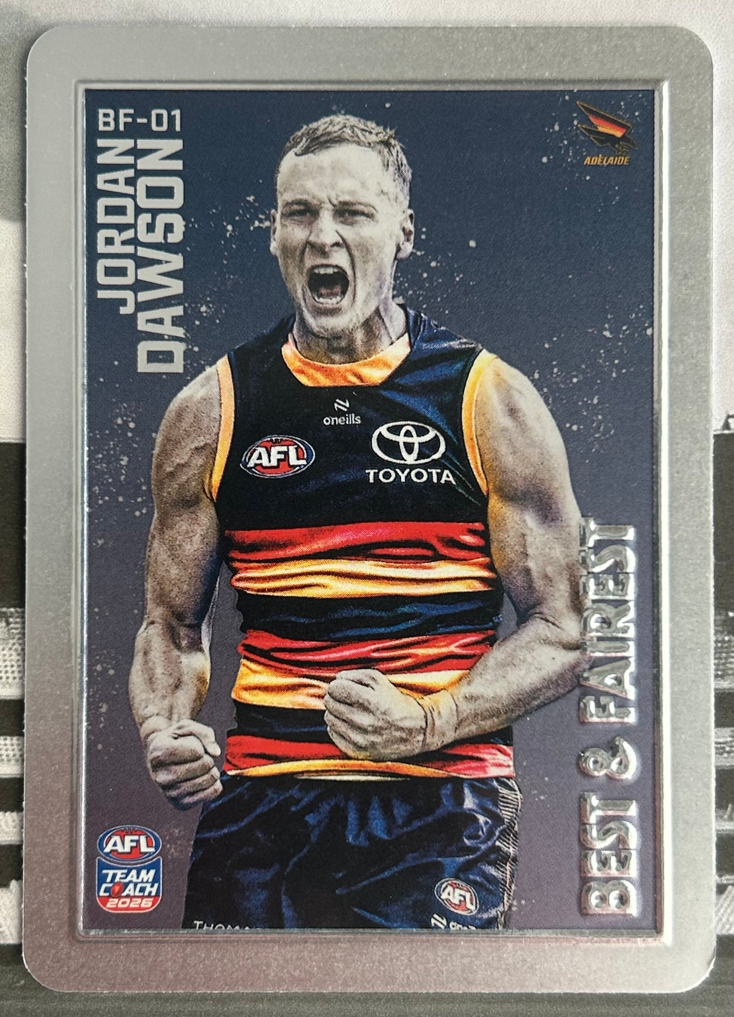 AFL Teamcoach 2026 - JORDAN DAWSON (ADELAIDE CROWS) Silver Best & Fairest BF-01 (1:8 pks)