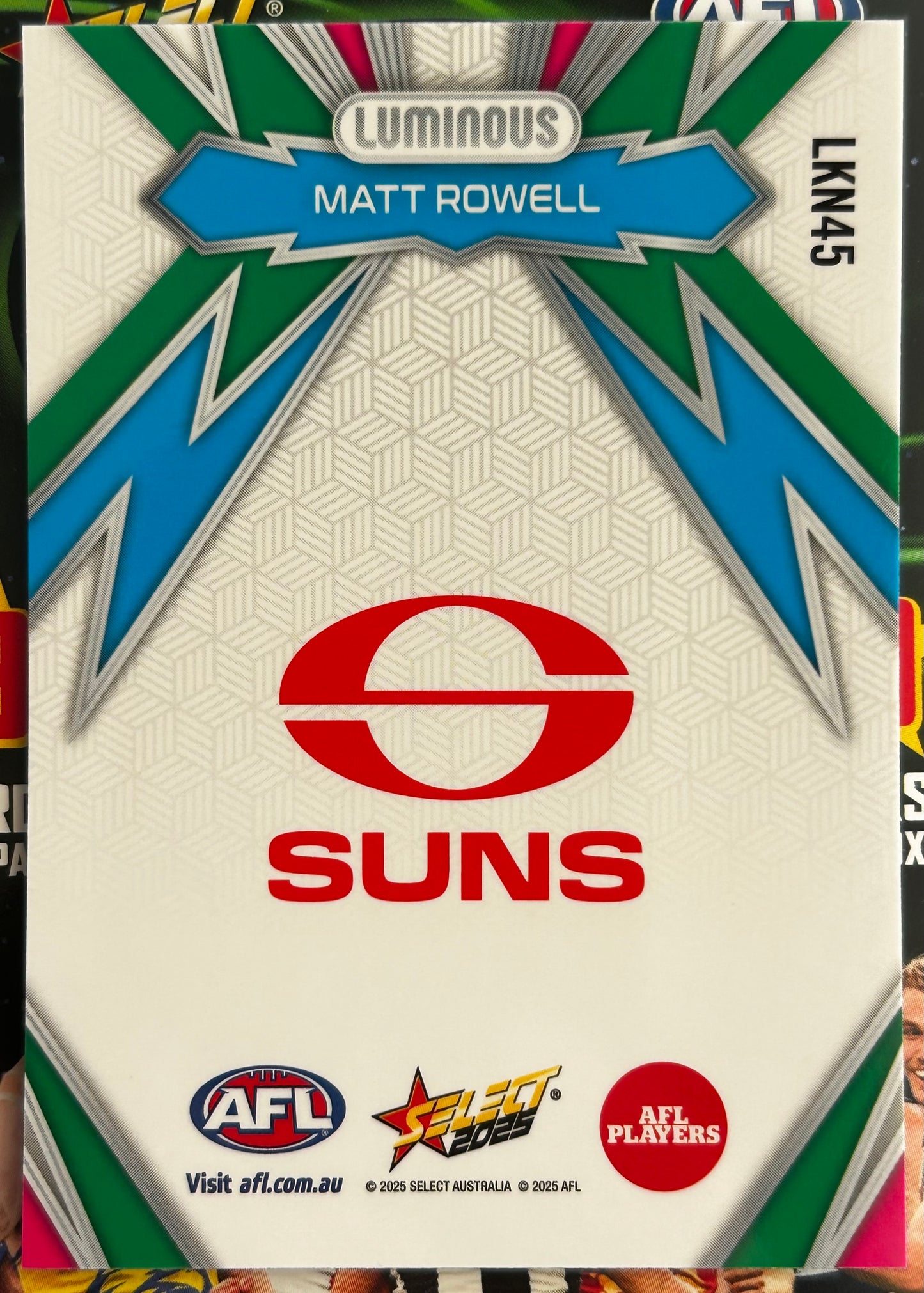 Select AFL 2025 Footy Stars - MATT ROWELL (GOLD COAST SUNS) Kmart Neon Dragon Scales LKN45