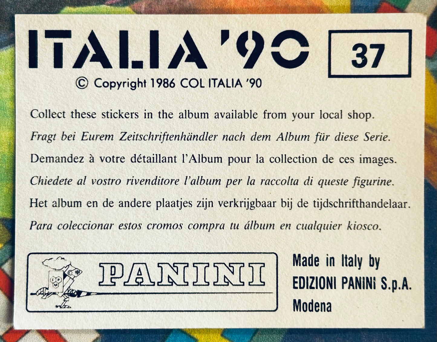 Panini FIFA World Cup Italia 90 Sticker - PALERMO STADIO DELLA FAVORITA #37