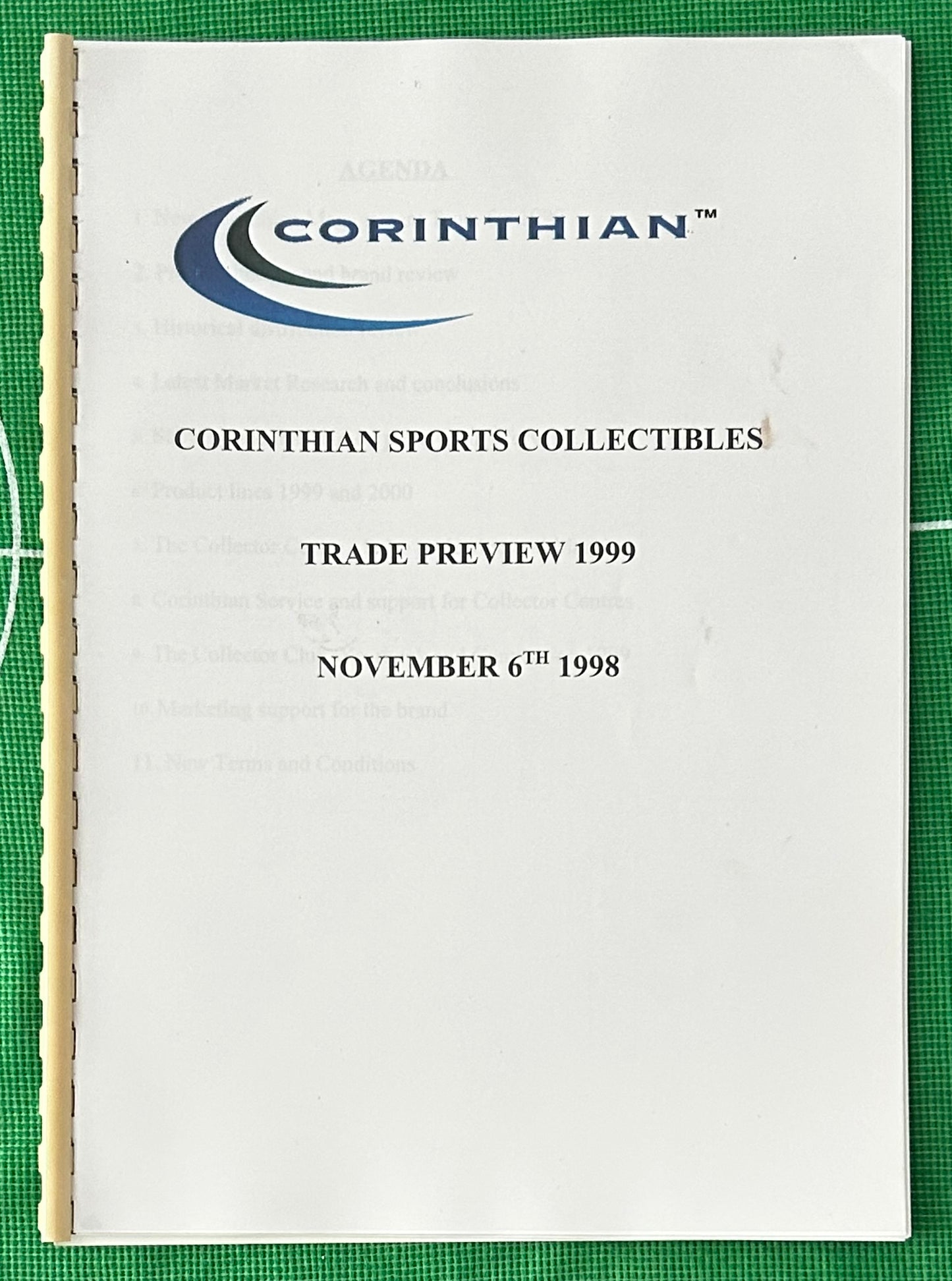 Corinthian Sports Collectibles Trade Preview 1999 with 3-page Overview (Original Bound Copy)
