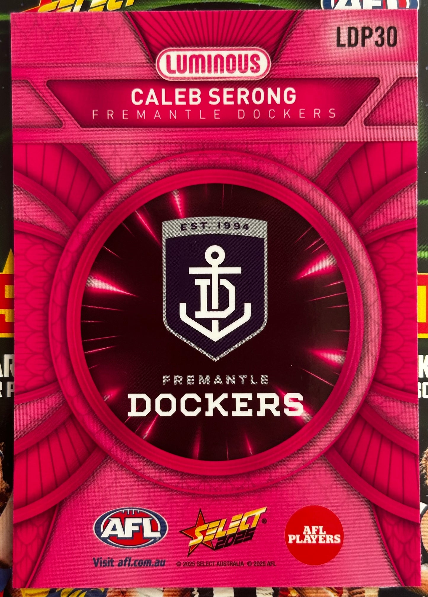 Select AFL 2025 Footy Stars - CALEB SERONG (FREMANTLE DOCKERS) Pink Dragon Scales LDP30