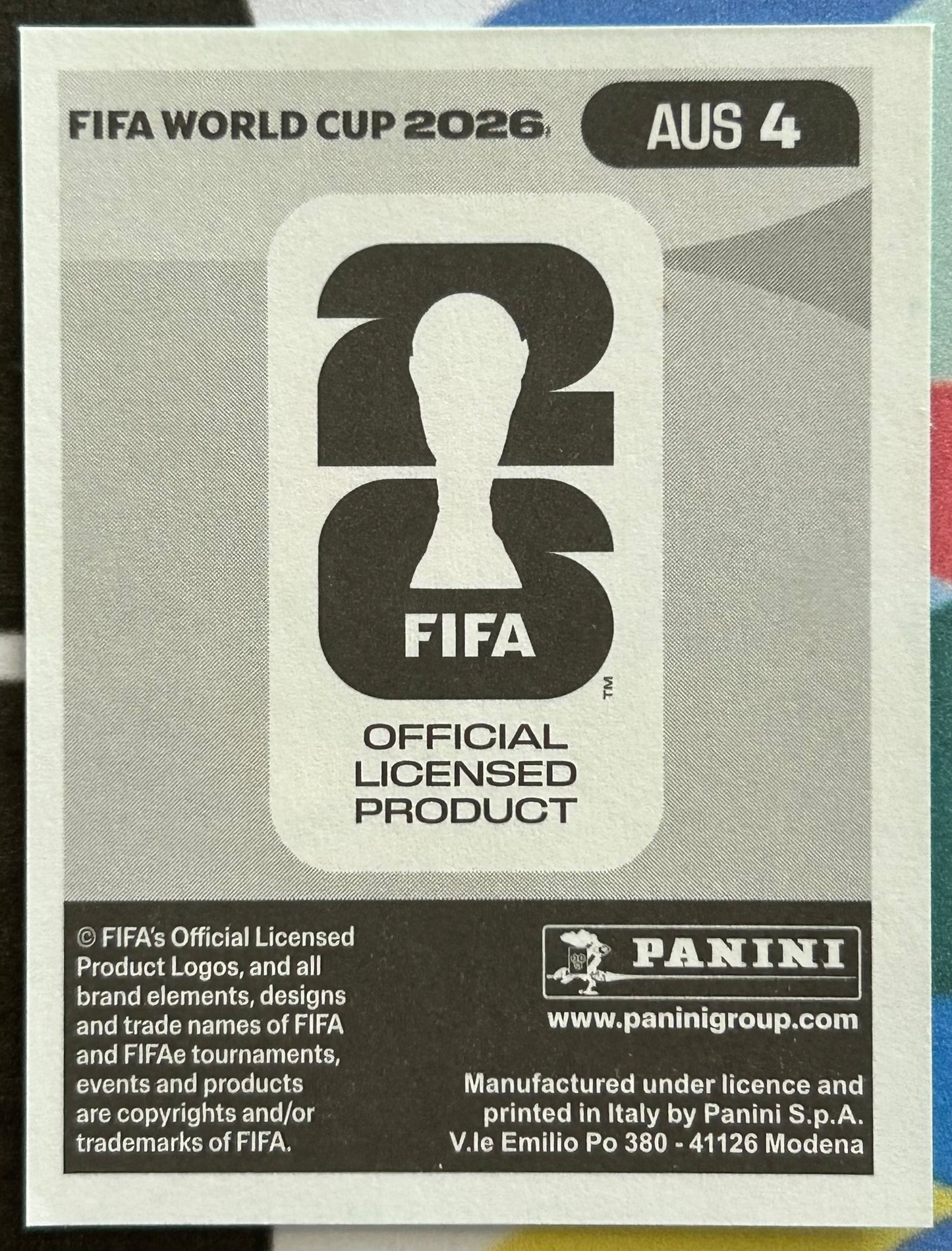Panini FIFA World Cup 2026 Official Sticker Collection - HARRY SOUTTAR (AUSTRALIA) AUS4
