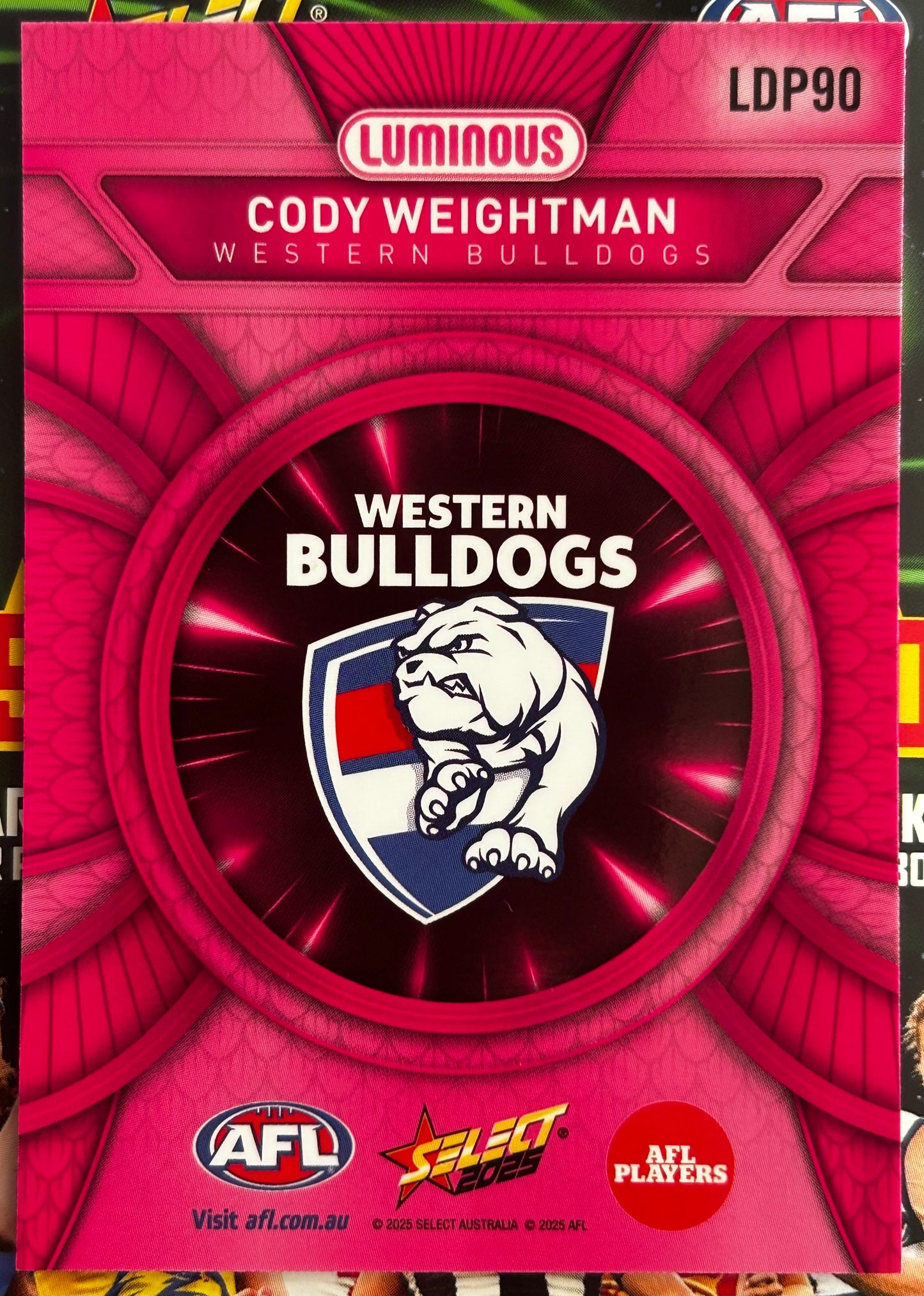 Select AFL 2025 Footy Stars - CODY WEIGHTMAN (WESTERN BULLDOGS) Pink Dragon Scales LDP90
