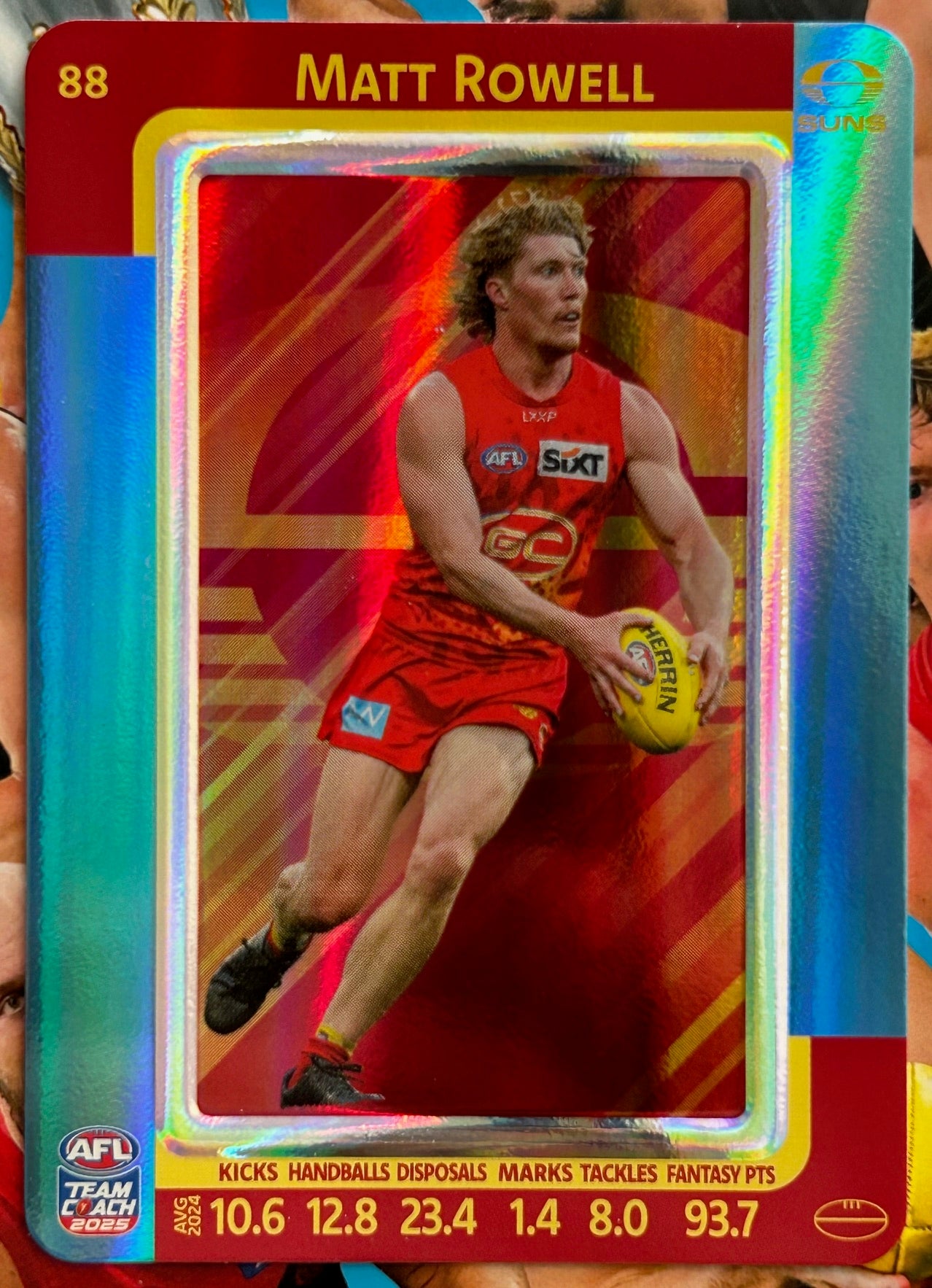 AFL Teamcoach 2025 - MATT ROWELL (GOLD COAST SUNS) Blue Parallel #88 1:9 packs