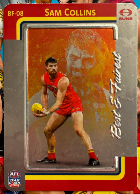 AFL Teamcoach 2025 - SAM COLLINS (GOLD COAST SUNS) Silver Best & Fairest BF-08 1:8 packs