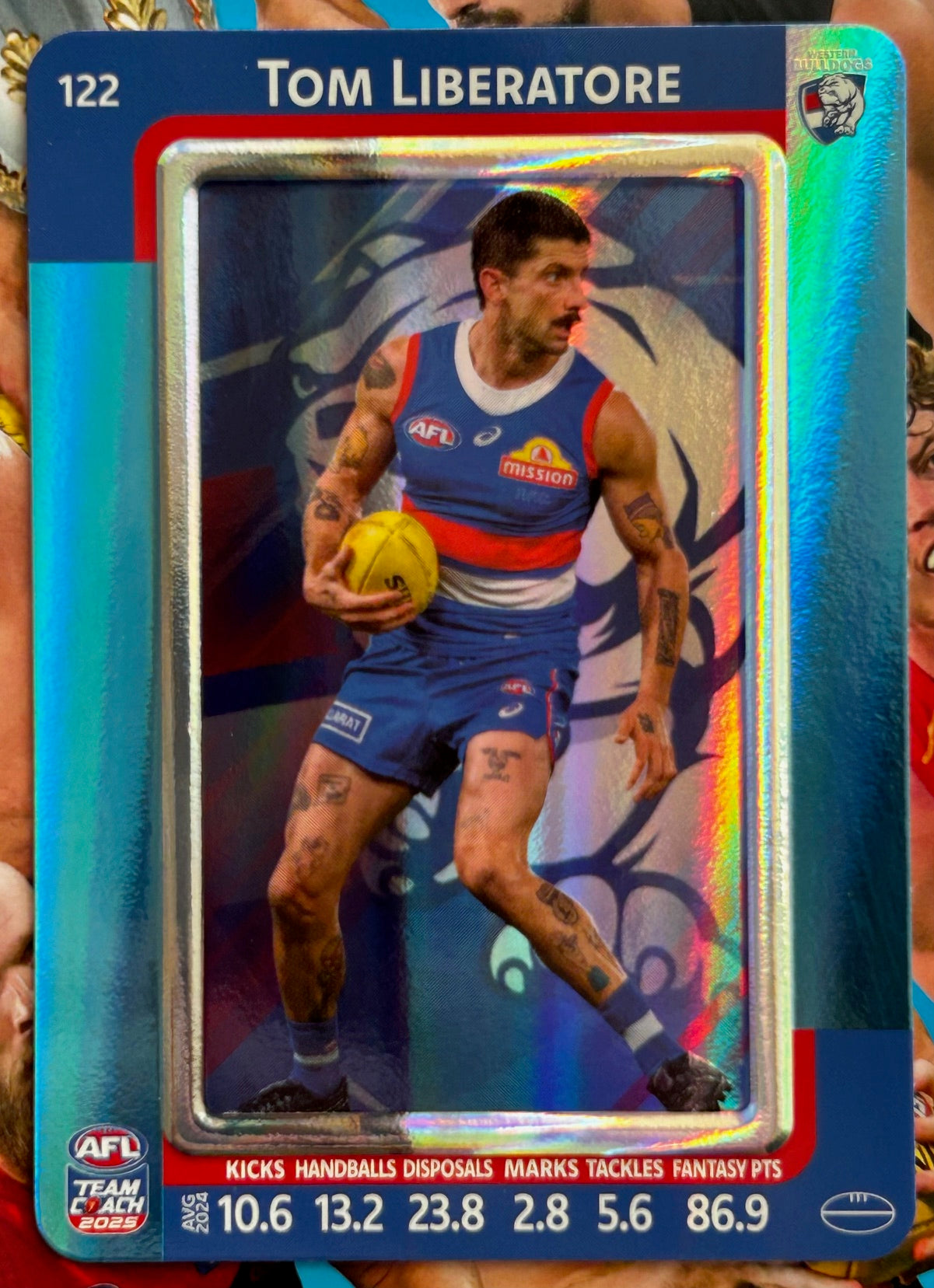 AFL Teamcoach 2025 - TOM LIBERATORE (WESTERN BULLDOGS) Blue Parallel #122 1:9 packs