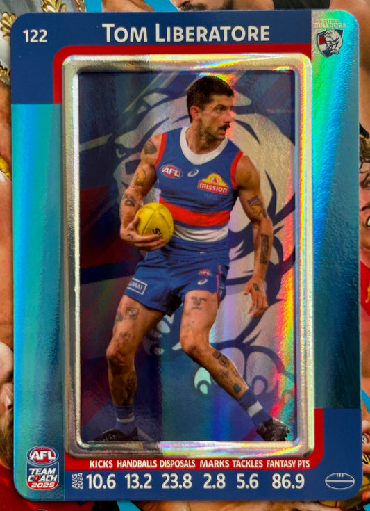 AFL Teamcoach 2025 - TOM LIBERATORE (WESTERN BULLDOGS) Blue Parallel #122 1:9 packs