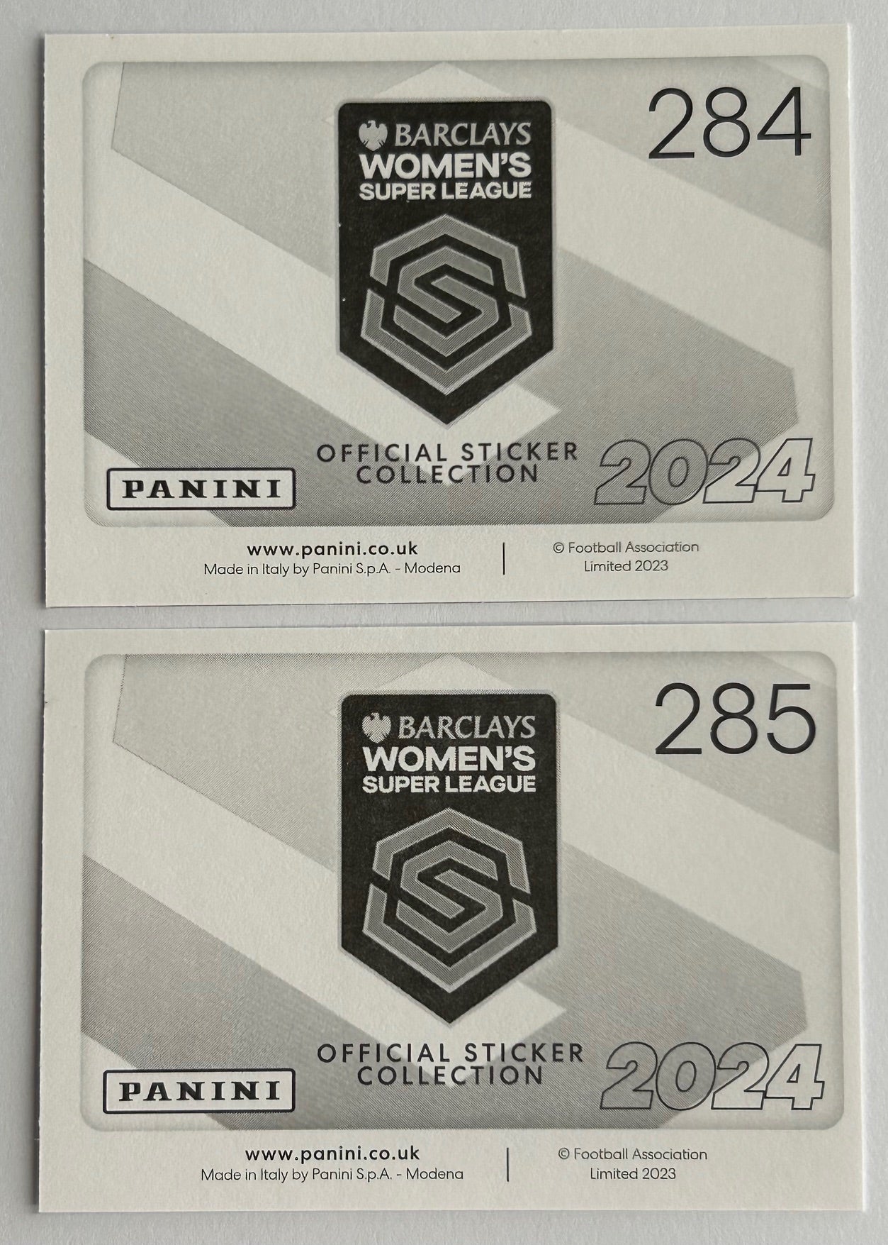 Panini Barclays Women's Super League 2024 - ASTON VILLA TEAM TRIUMPH Stickers #284 & #285