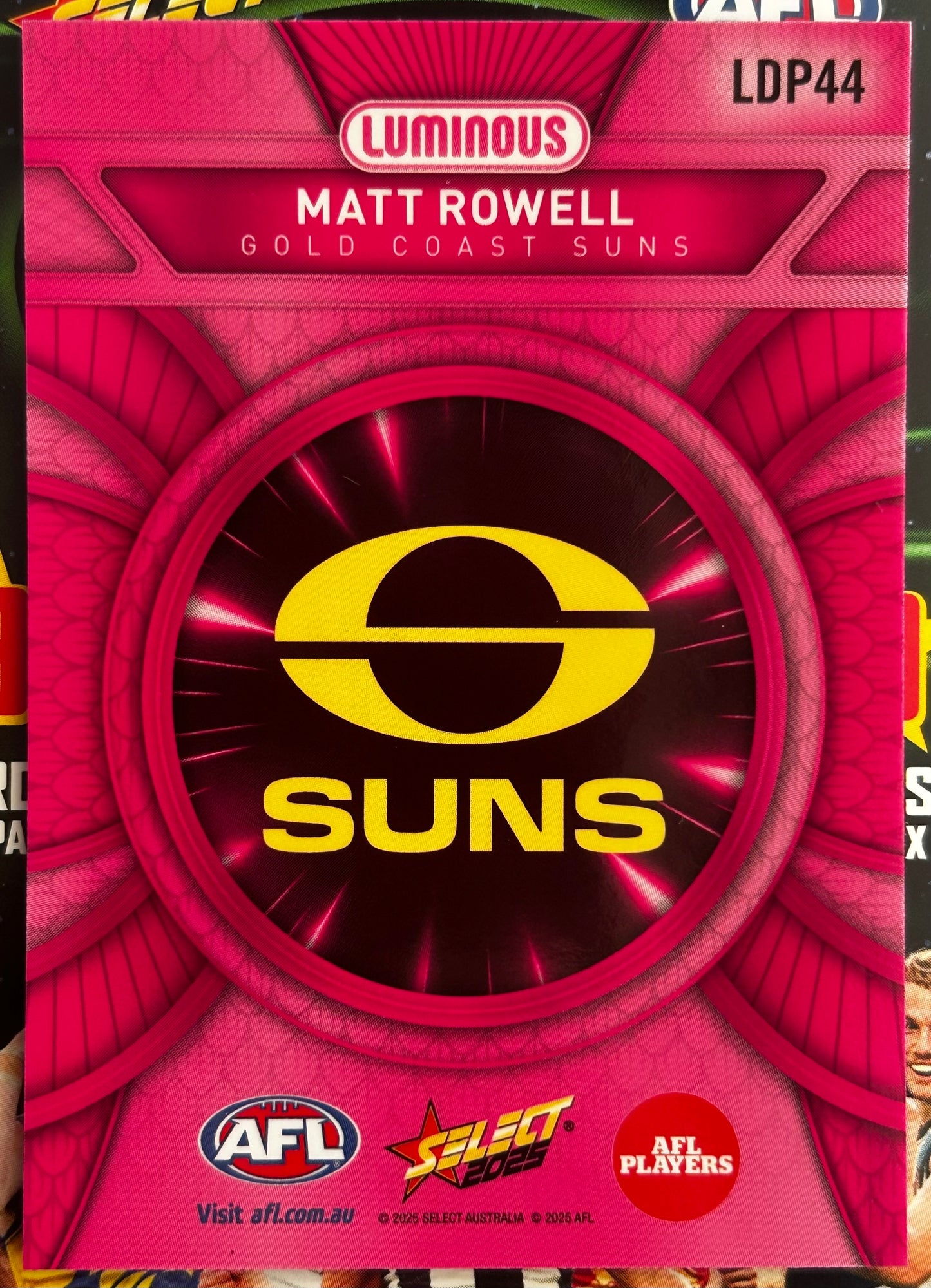 Select AFL 2025 Footy Stars - MATT ROWELL (GOLD COAST SUNS) Pink Dragon Scales LDP44