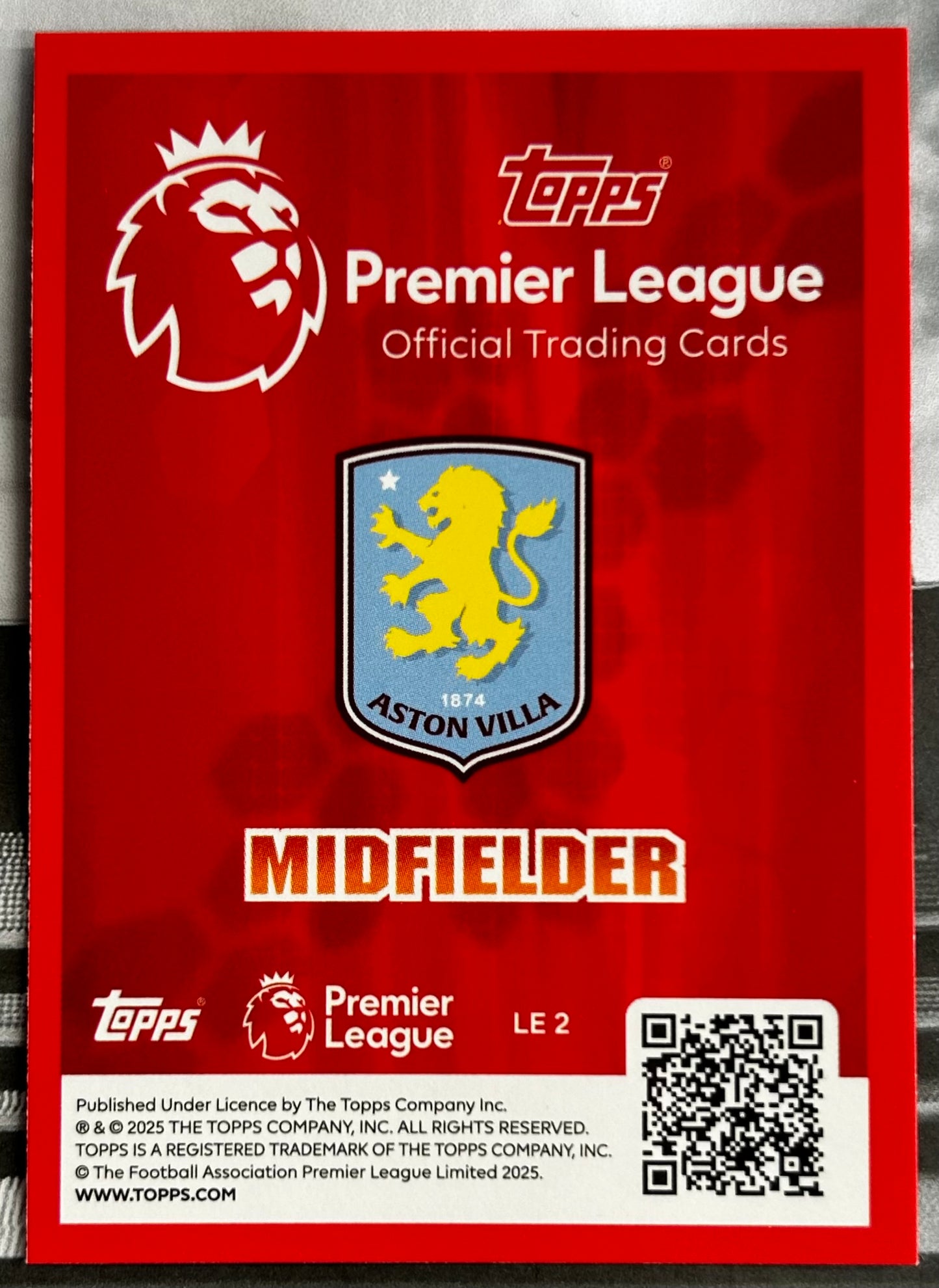 Topps Premier League 2026 Debut Edition - YOURI TIELEMANS (ASTON VILLA) Classic Limited Edition LE2