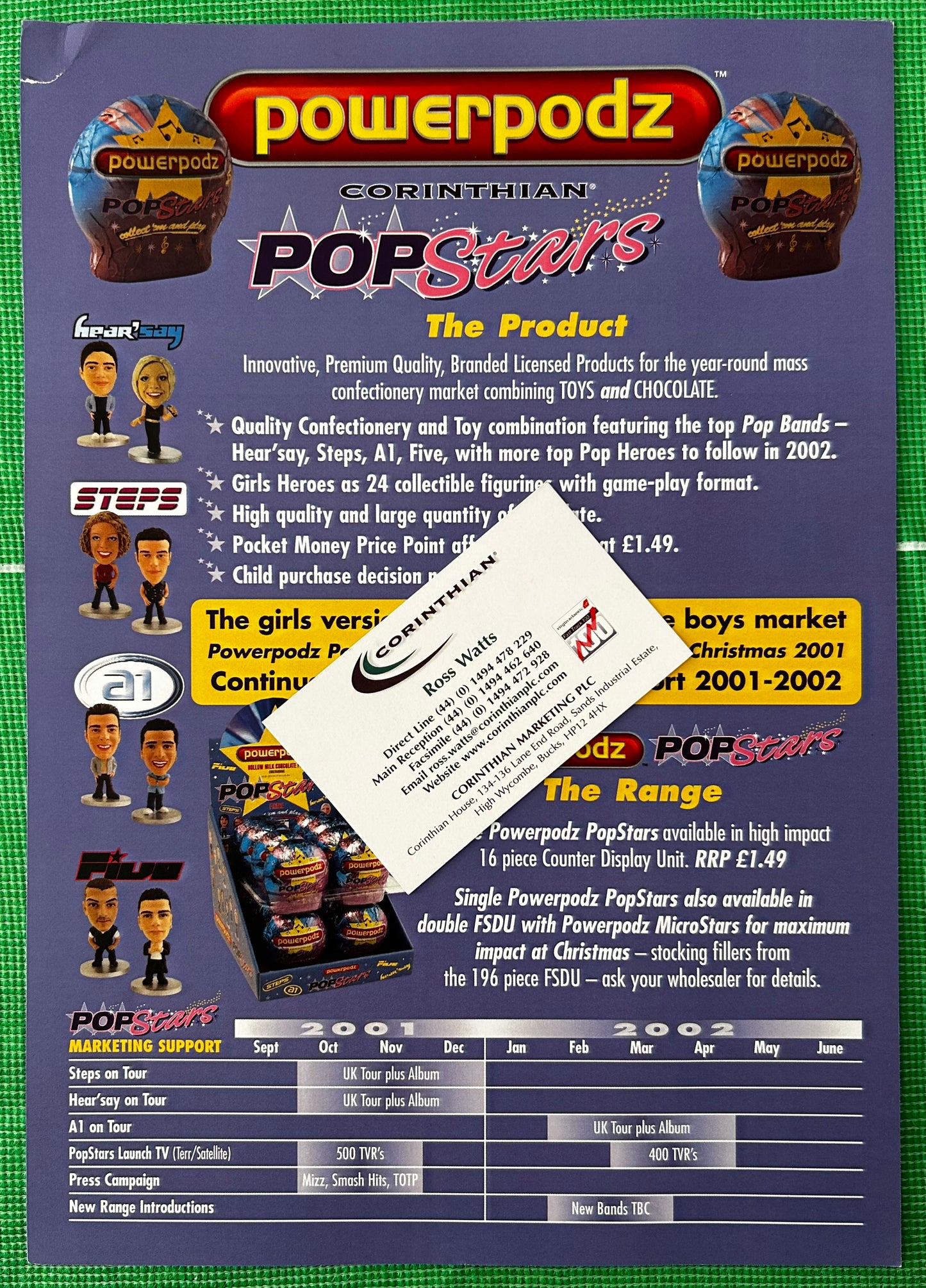 Corinthian Popstars Powerpodz Independent Retailer A4 Promotional Flyer for 2001-02 *See Condition Notes*