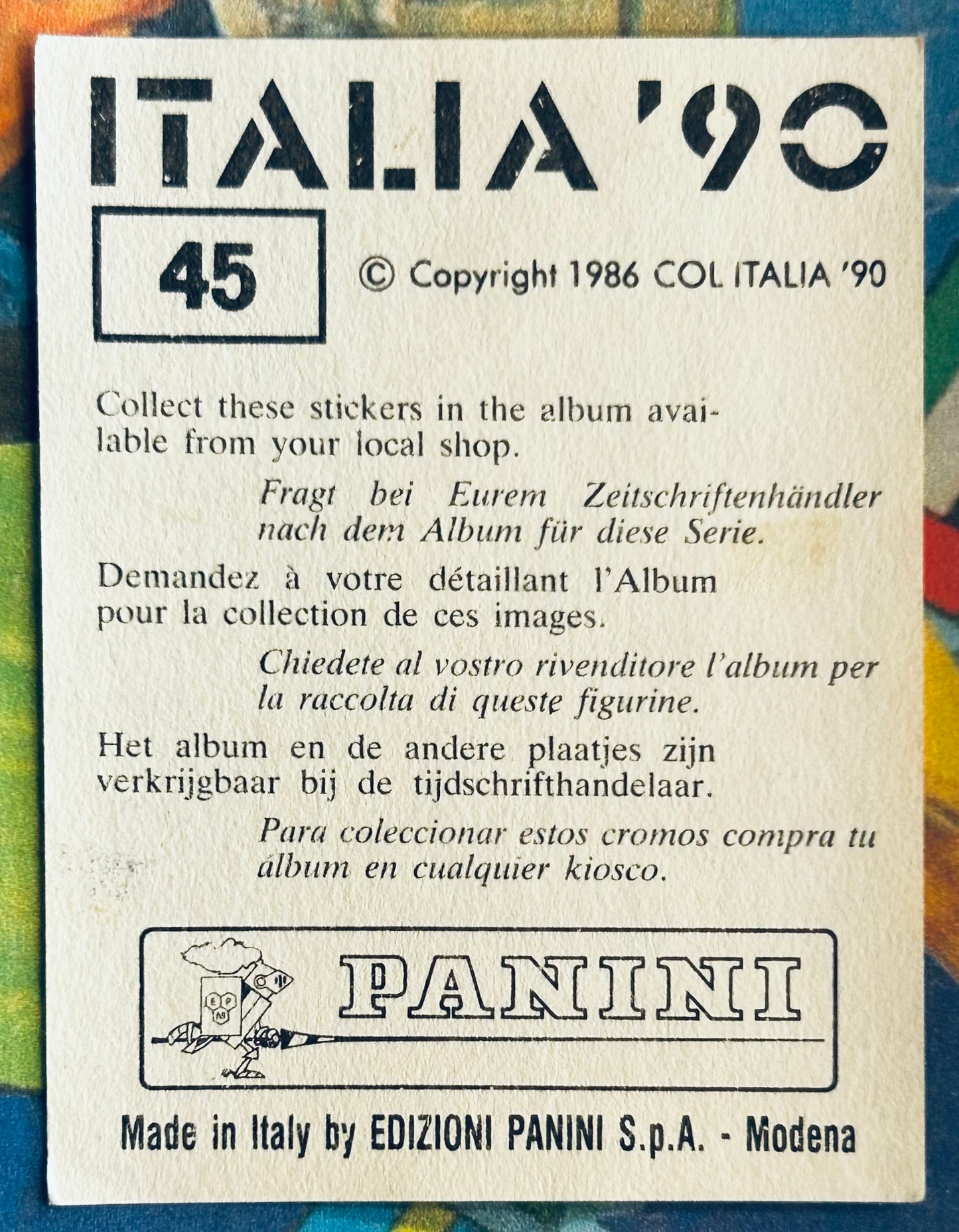 Panini FIFA World Cup Italia 90 Sticker - CIRO FERRARA (ITALY) #45