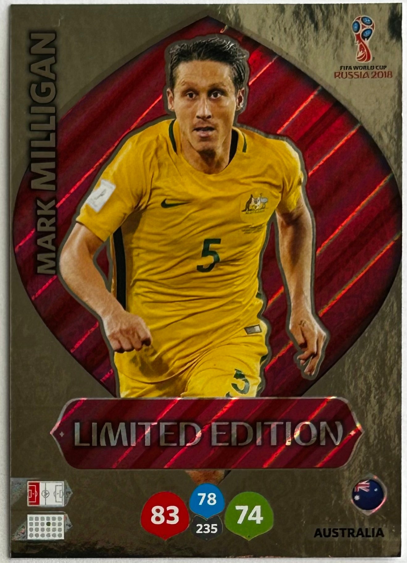 Panini Adrenalyn XL FIFA World Cup Russia 2018 - MARK MILLIGAN (AUSTRALIA) Limited Edition