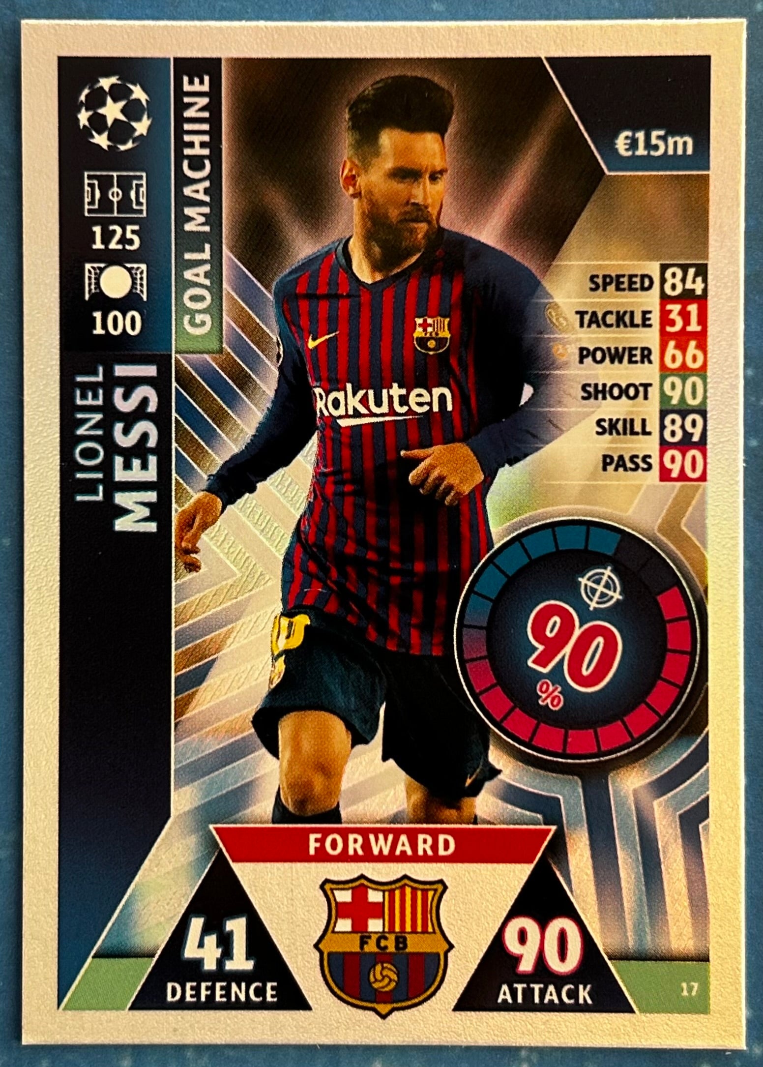 Carte Topps Match Attax 2019/20 – Messi Barcelone TS8 (Neuf, Protégée Toploader)