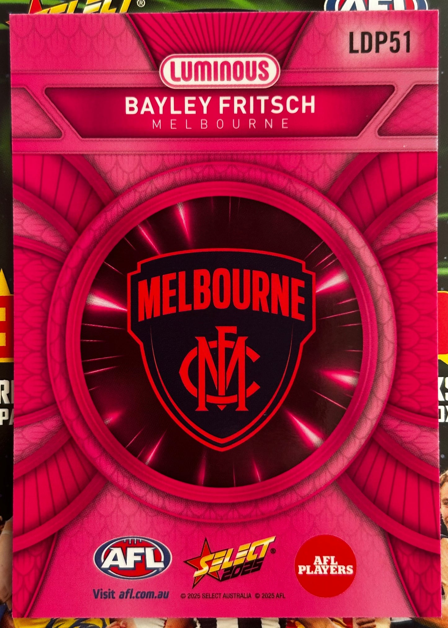 Select AFL 2025 Footy Stars - BAYLEY FRITSCH (MELBOURNE) Pink Dragon Scales LDP51