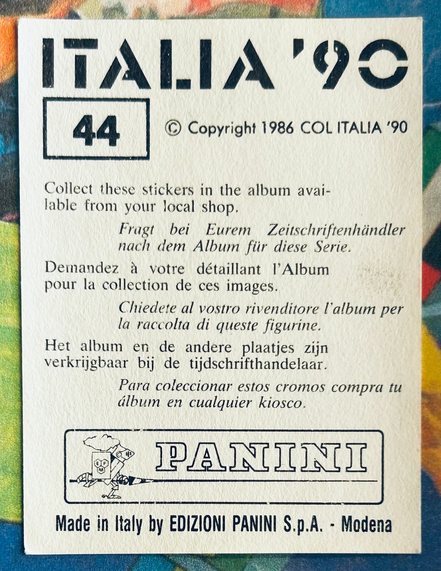 Panini FIFA World Cup Italia 90 Sticker - RICCARDO FERRI (ITALY) #44