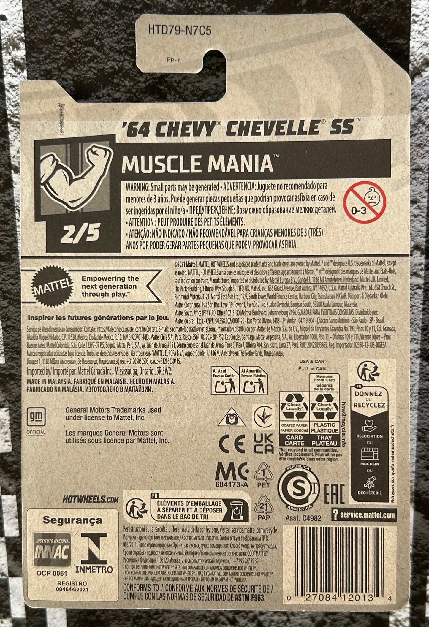 Mattel Hot Wheels Diecast Basic 1:64 - '64 Chevy Chevelle SS Muscle Mania