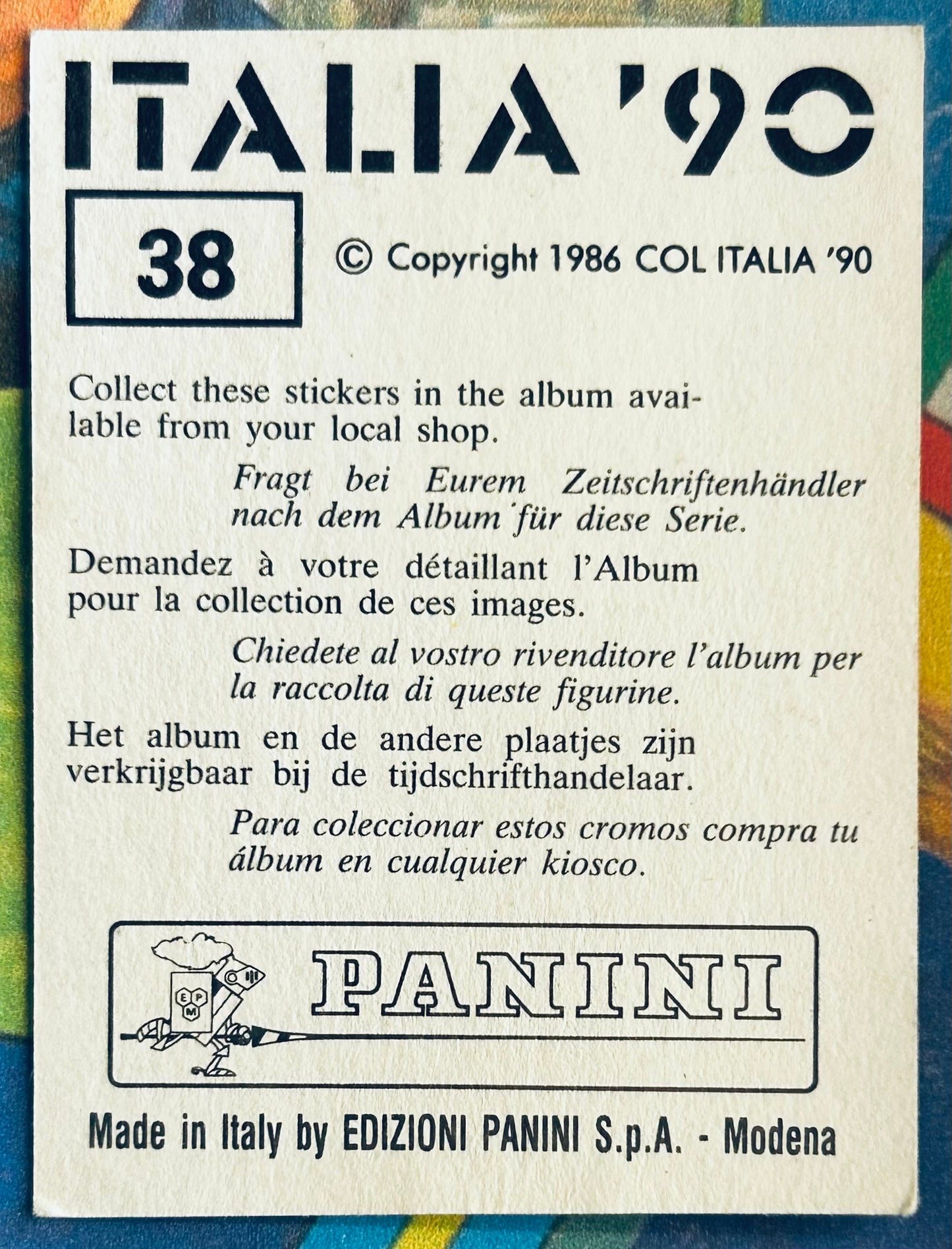 Panini FIFA World Cup Italia 90 Sticker - FOIL BADGE (ITALY) #38