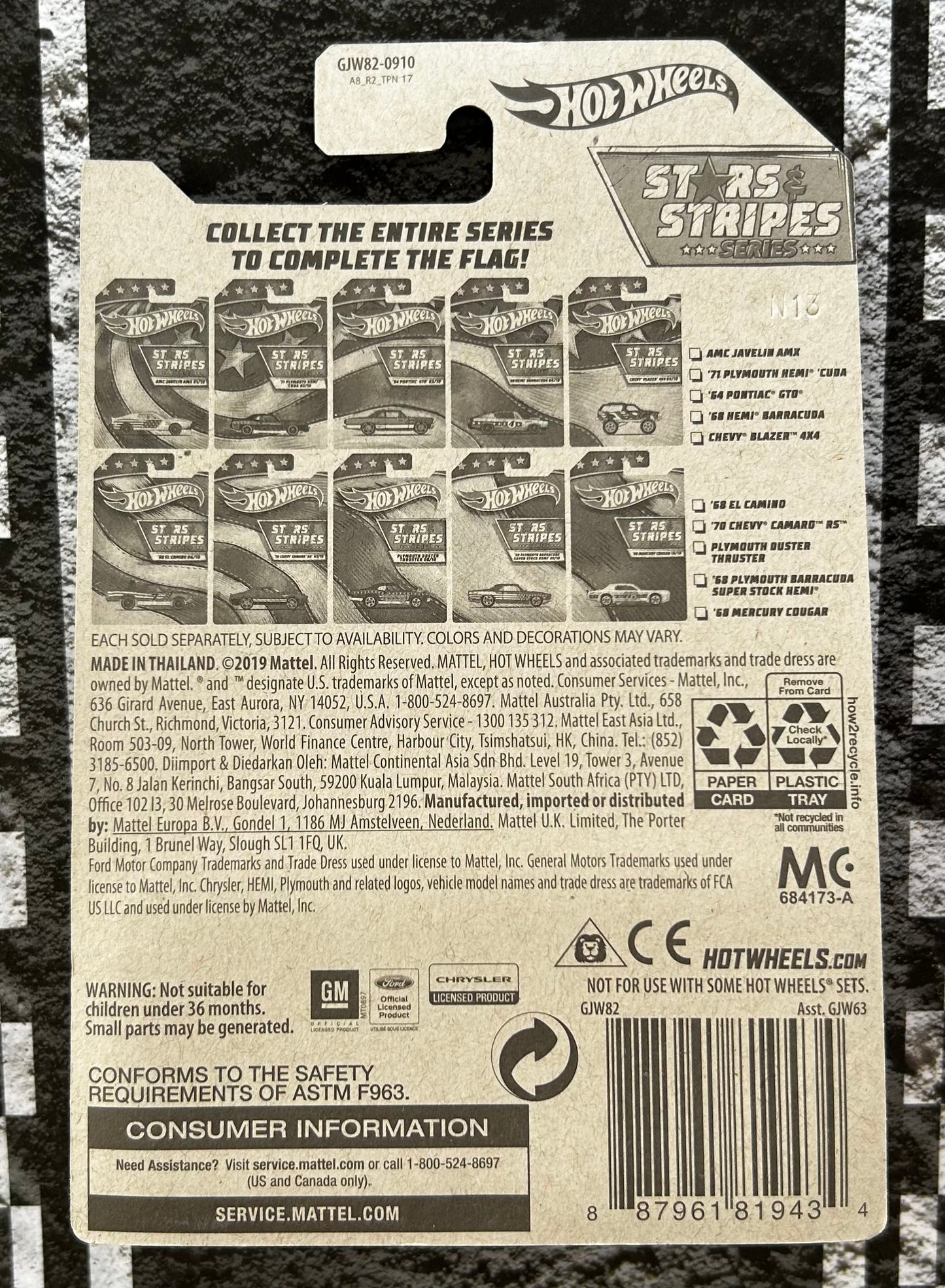 Mattel Hot Wheels Diecast 1:64 - '68 Hemi Barracuda 04/10 Stars & Stripes Series