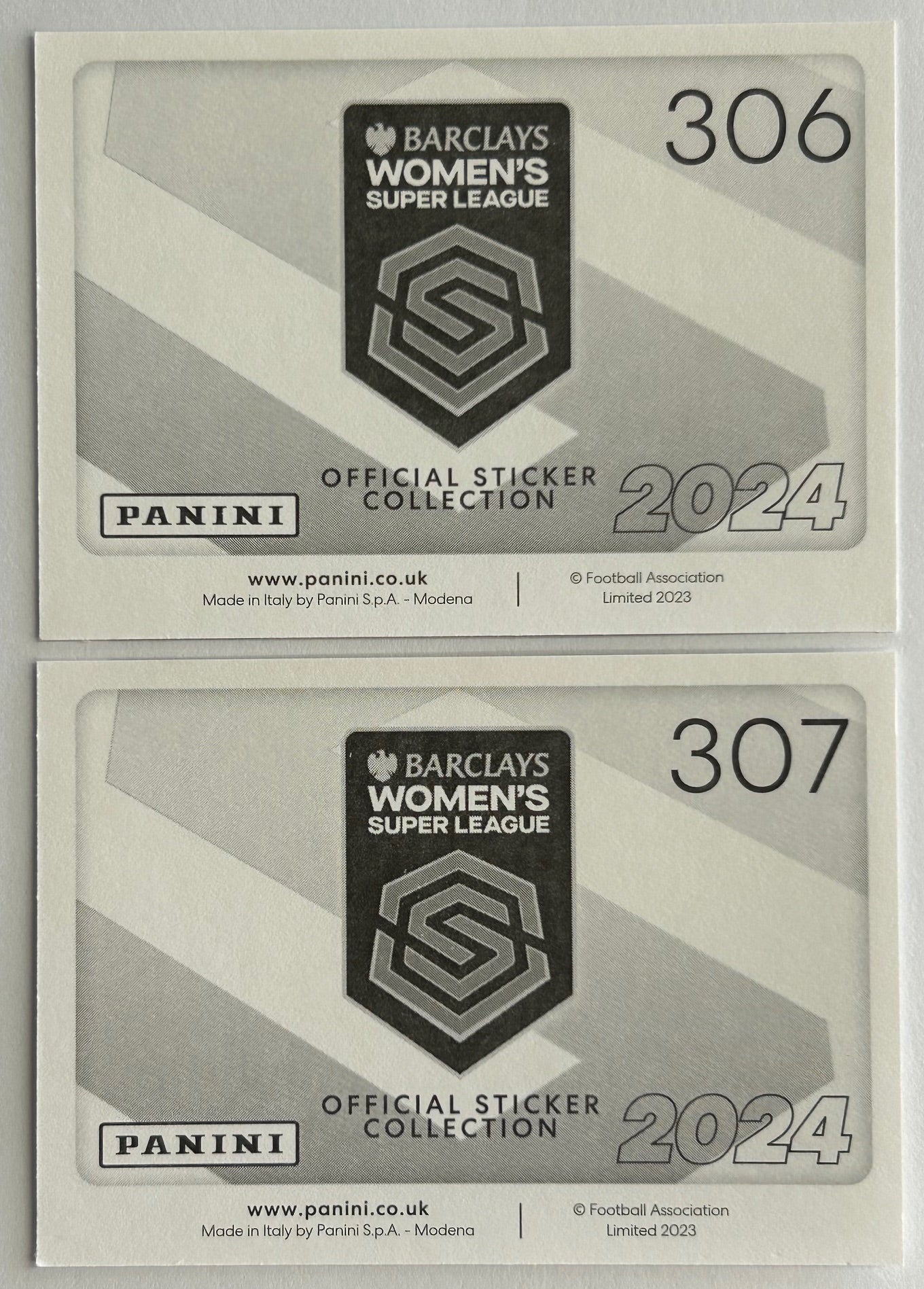 Panini Barclays Women's Super League 2024 - CHELSEA TEAM TRIUMPH Stickers #306 & #307