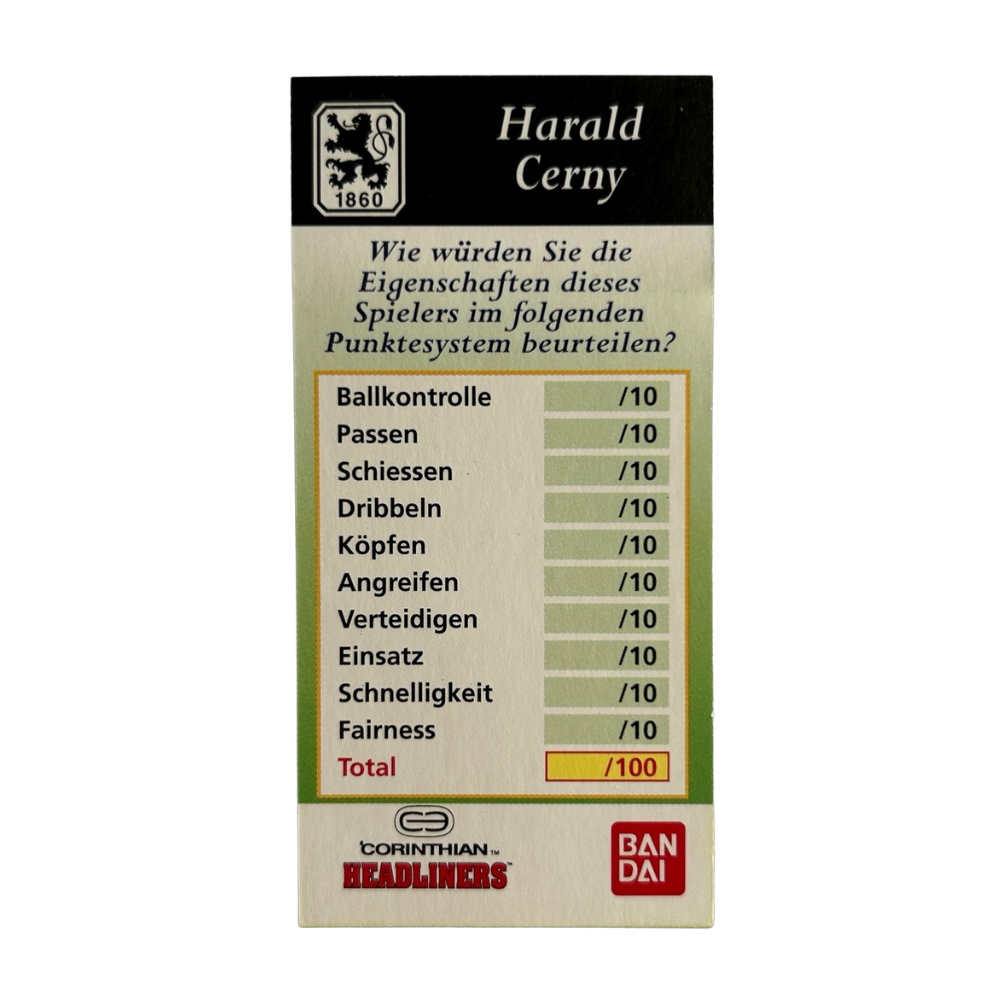 Corinthian Headliners - HARALD CERNY (TSV Munchen 1860) Collector Card GER061