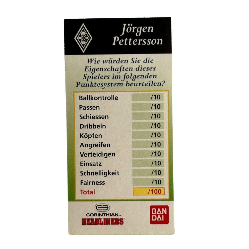 Corinthian Headliners - JÖRGEN PETTERSSON (Borussia Monchengladbach) Collector Card GER050