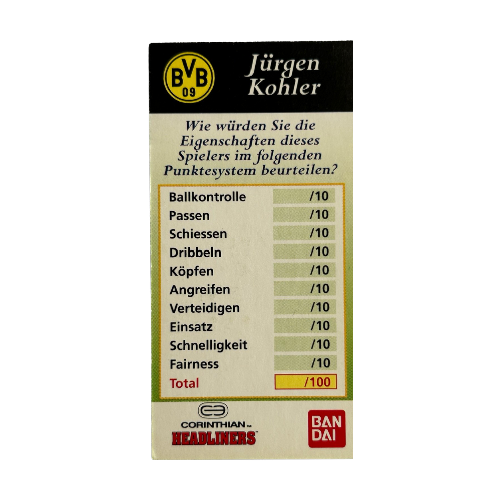 Corinthian Headliners - JURGEN KOHLER (Borussia Dortmund) Collector Card GER019