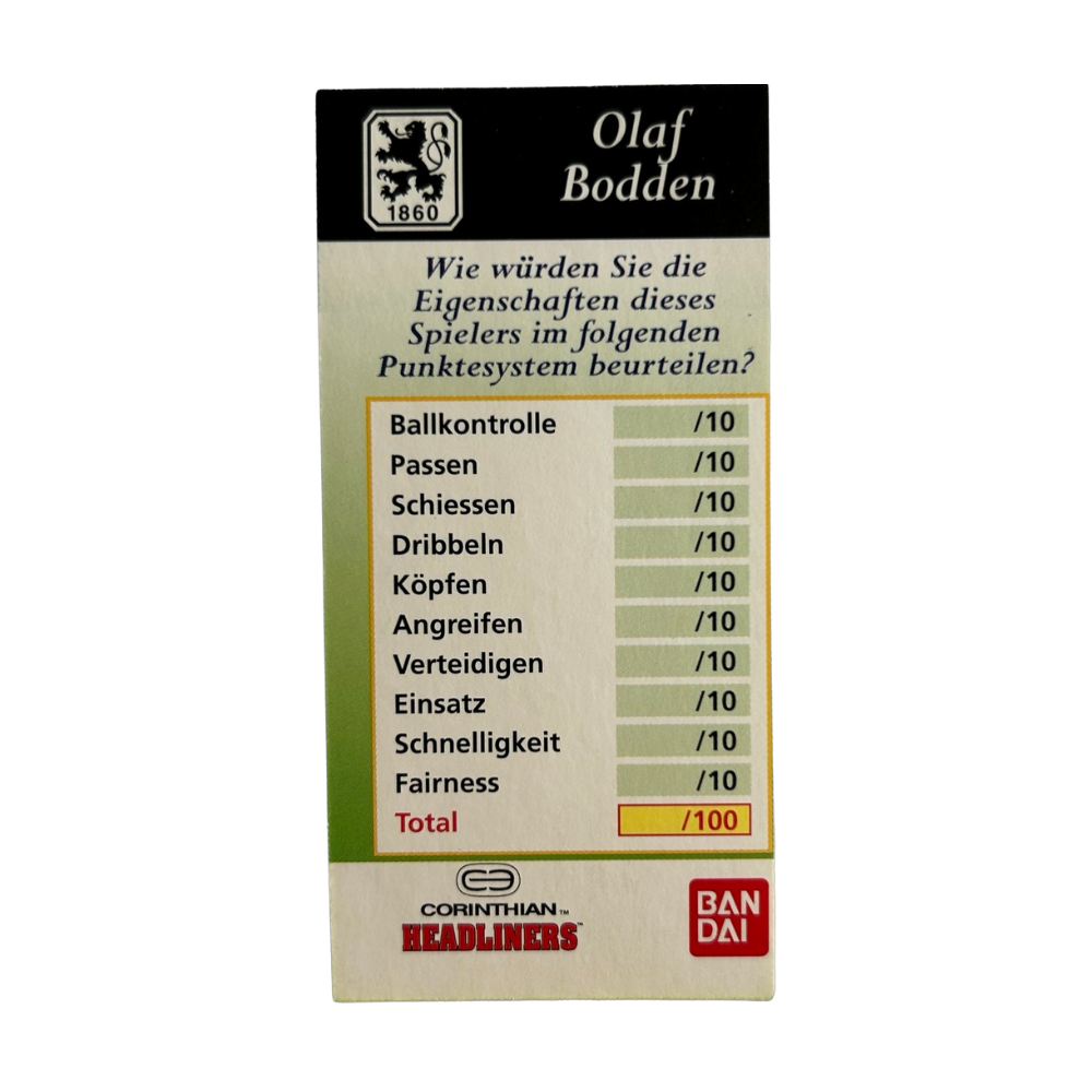Corinthian Headliners - OLAF BODDEN (TSV Munchen 1860) Collector Card GER062