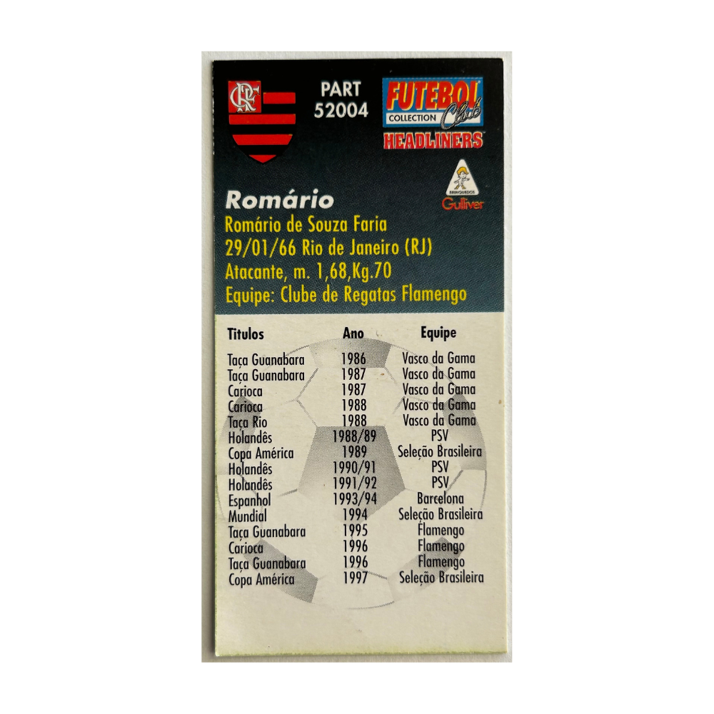 Corinthian Headliners - ROMARIO (Flamengo) Collector Card BRA005