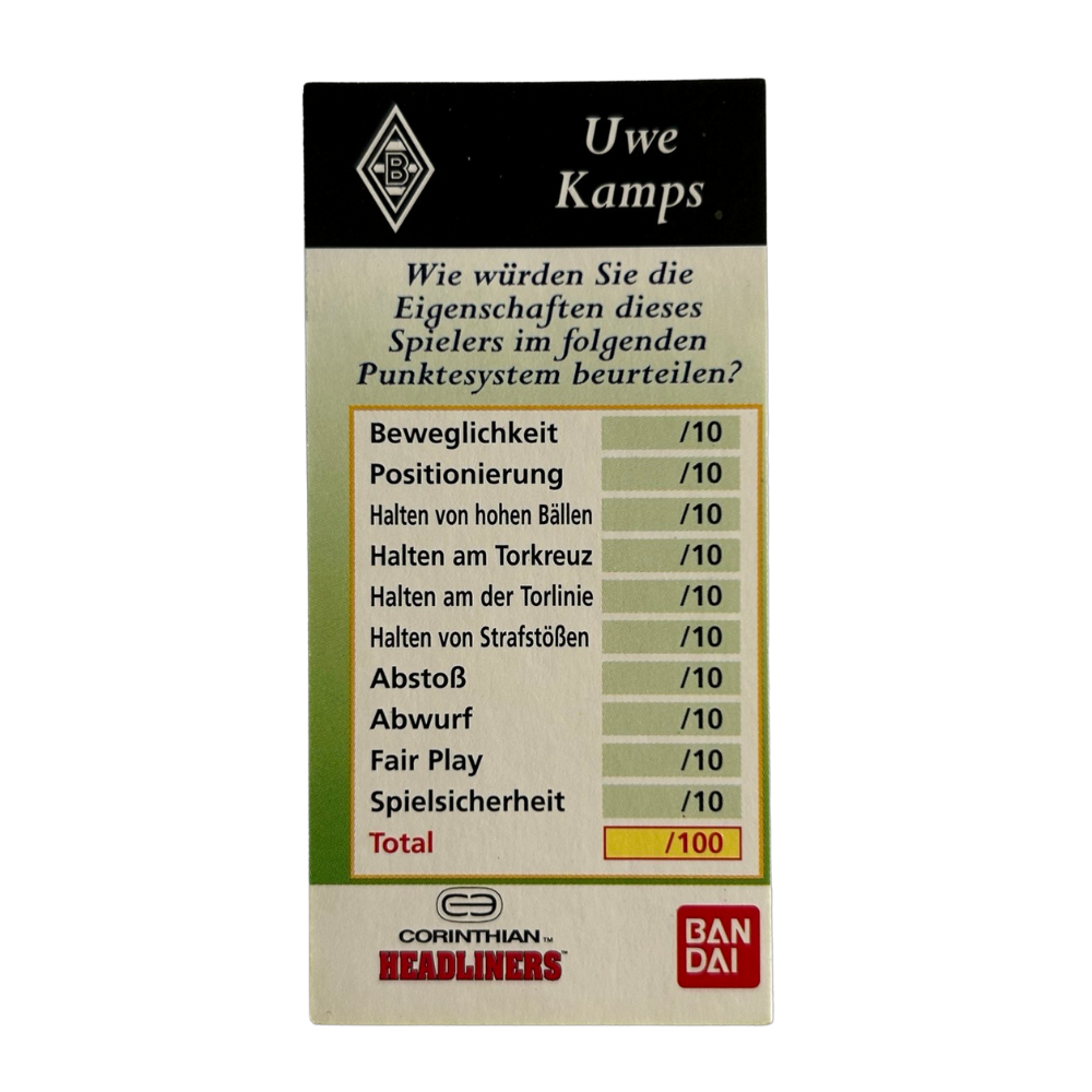 Corinthian Headliners - UWE KAMPS (Borussia Monchengladbach) Collector Card GER048