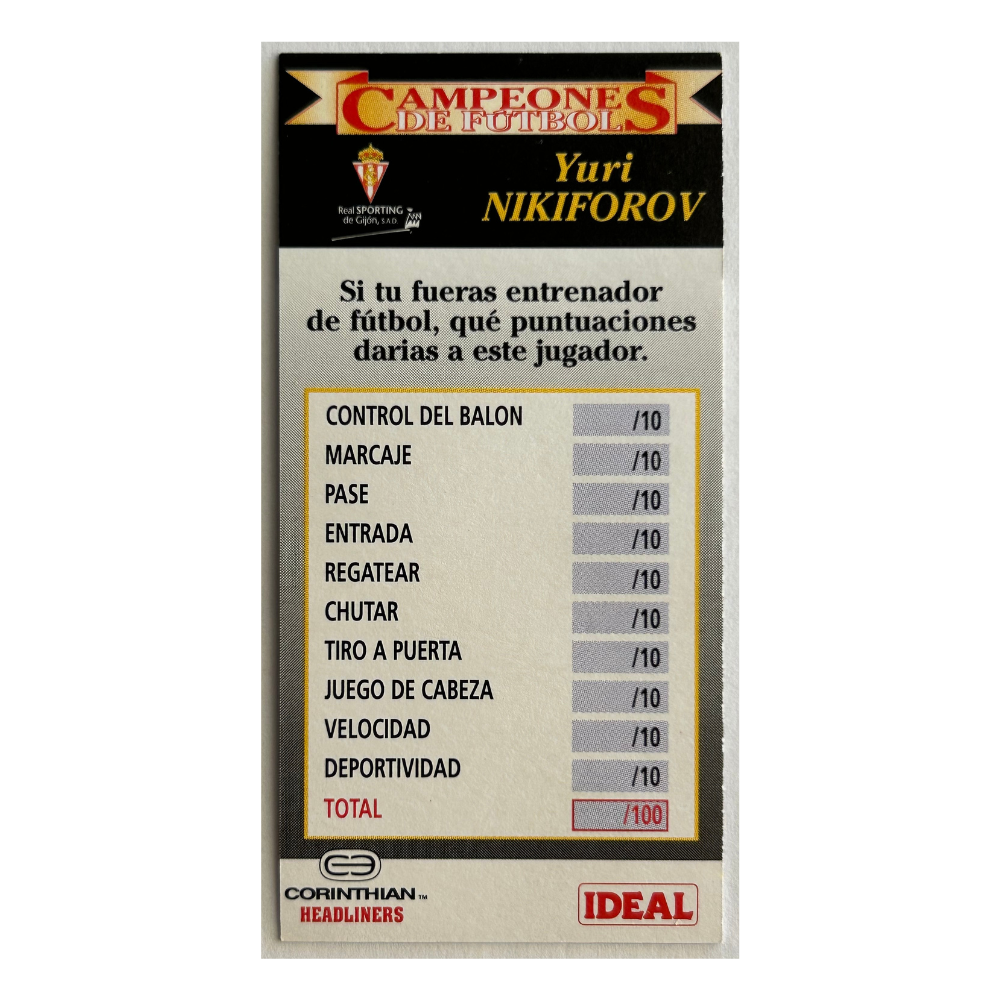 Corinthian Headliners - YURI NIKIFOROV (Sporting Gijon) Collector Card SP011