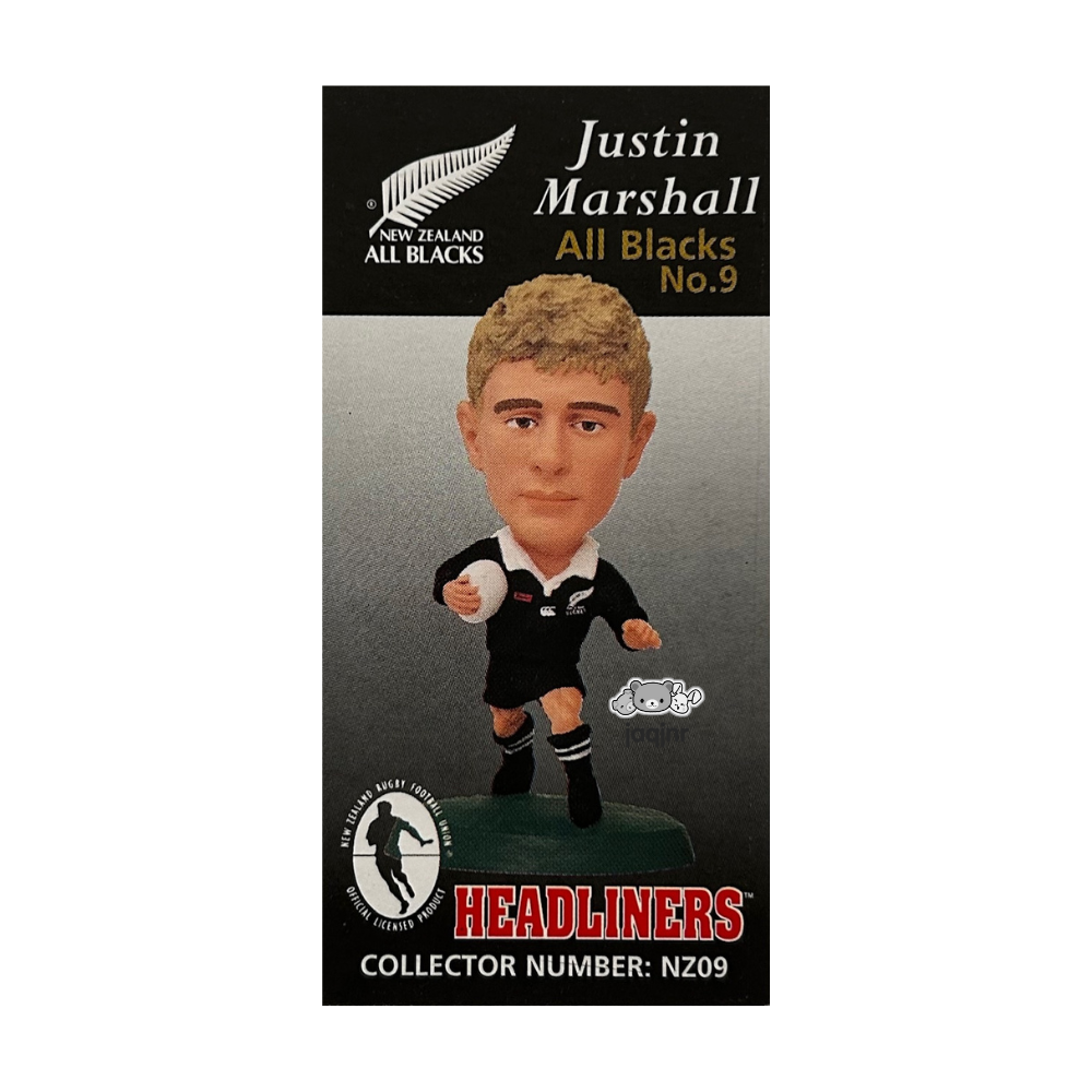 Corinthian Headliners Rugby Union - JUSTIN MARSHALL (NEW ZEALAND ALL BLACKS #9) Collector Card NZ09