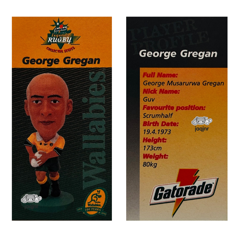 Corinthian Rugby Union 1999 Gatorade Promo - GEORGE GREGAN (AUSTRALIA WALLABIES) Collector Card MS6