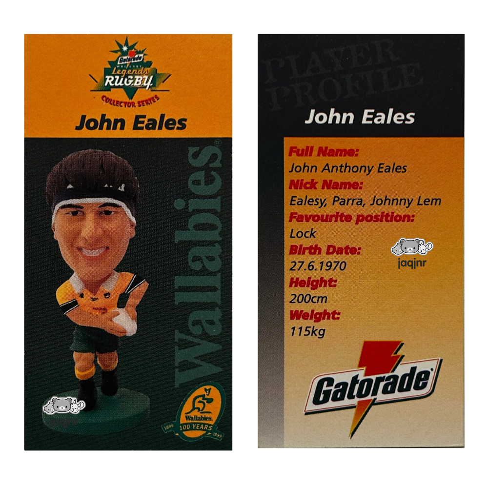 Corinthian Rugby Union 1999 Gatorade Promo - JOHN EALES (AUSTRALIA WALLABIES) Collector Card MS1