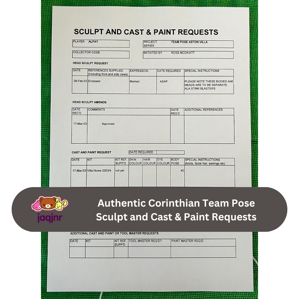 Corinthian Sculpt and Cast & Paint Request Form - ALPAY (ASTON VILLA) Unreleased Fan Favourites Team Pose