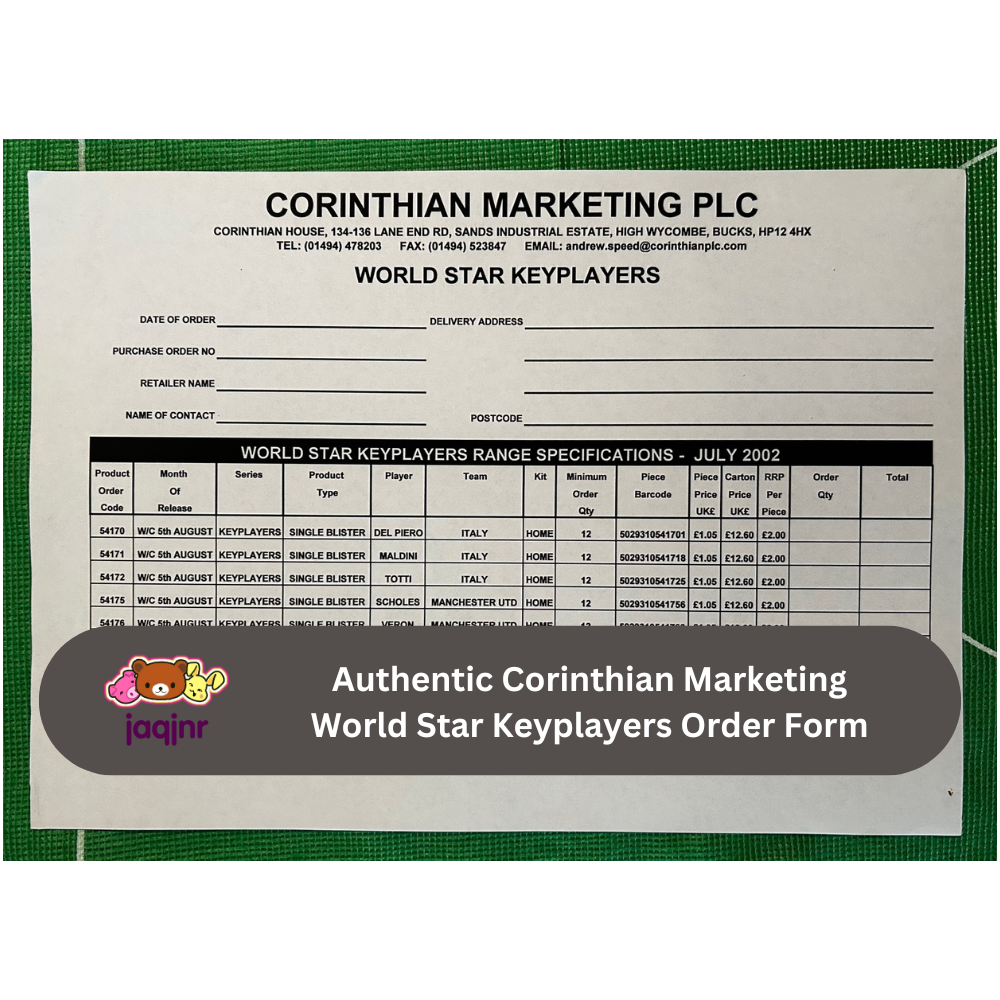 Corinthian World Star Keyplayers Order Form