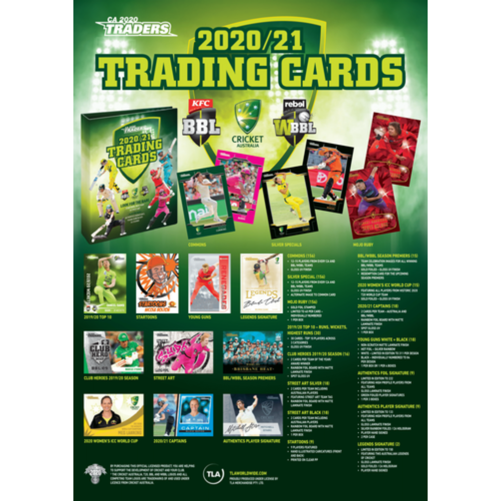 Cricket 2020-21 Traders Cards - Box of 24 Packs