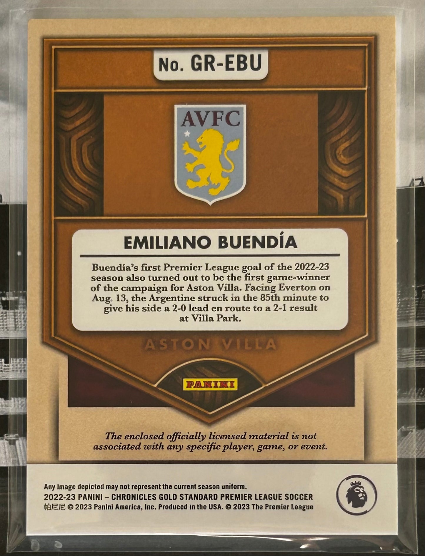2022-23 Panini Chronicles Gold Standard Premier League Soccer - EMILIANO BUENDIA (ASTON VILLA) Gold Rush Patch GR-EBU /99