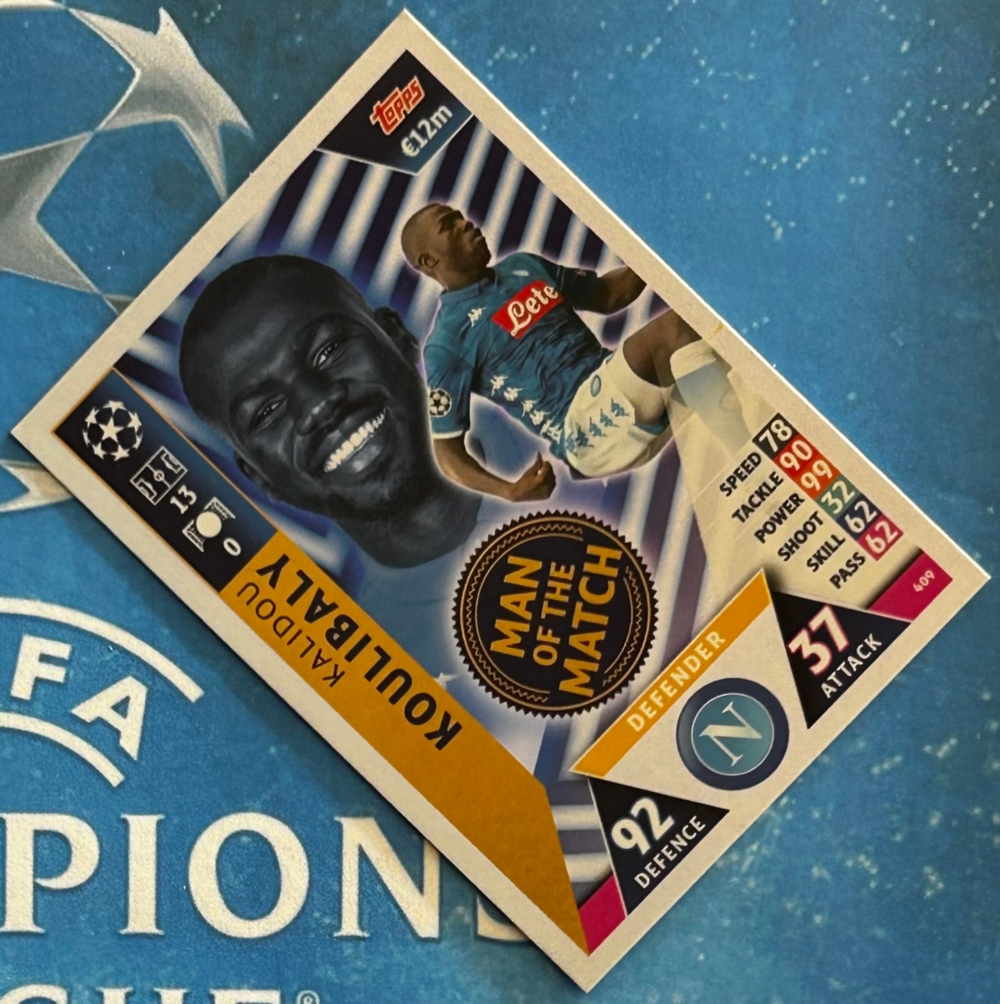 Topps Match Attax UEFA Champions League 2018-19 - KALIDOU KOULIBALY (NAPOLI) Man of the Match Foil Insert #409