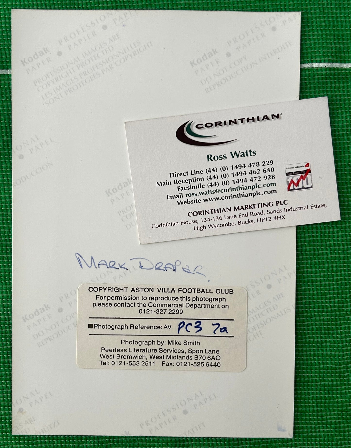 Corinthian Headliners 1995-96 MARK DRAPER (ASTON VILLA) Product Development Sculpt Photo