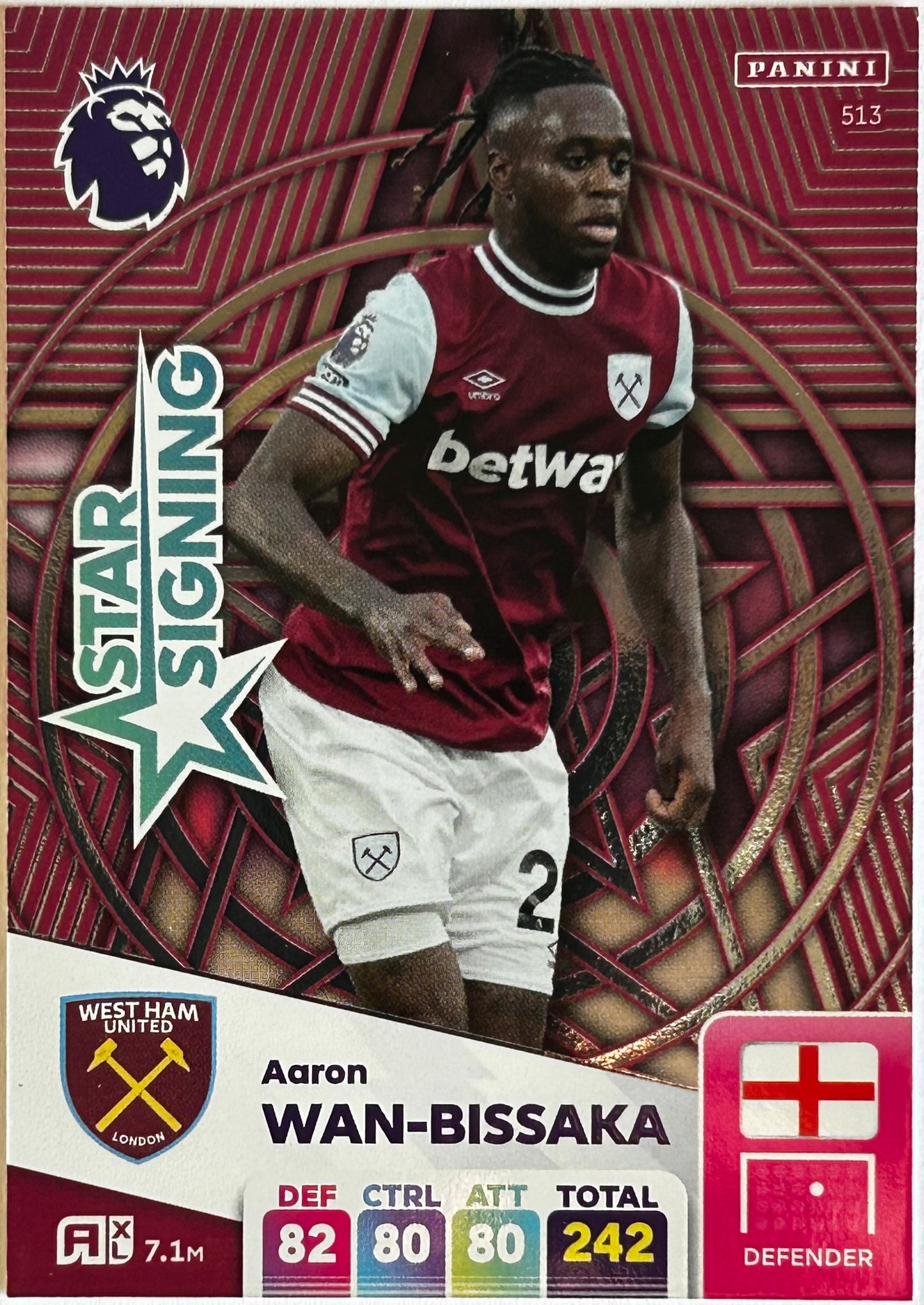 Panini Adrenalyn XL Premier League 2025 - AARON WAN-BISSAKA (WEST HAM UNITED) Star Signing 513