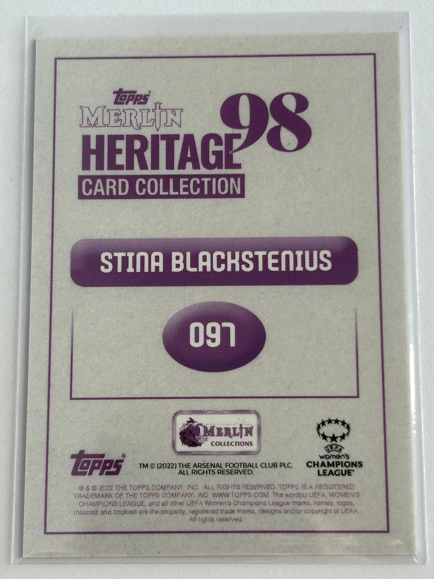 2022-23 Topps Merlin Heritage 98 UEFA - STINA BLACKSTENIUS (ARSENAL) #097