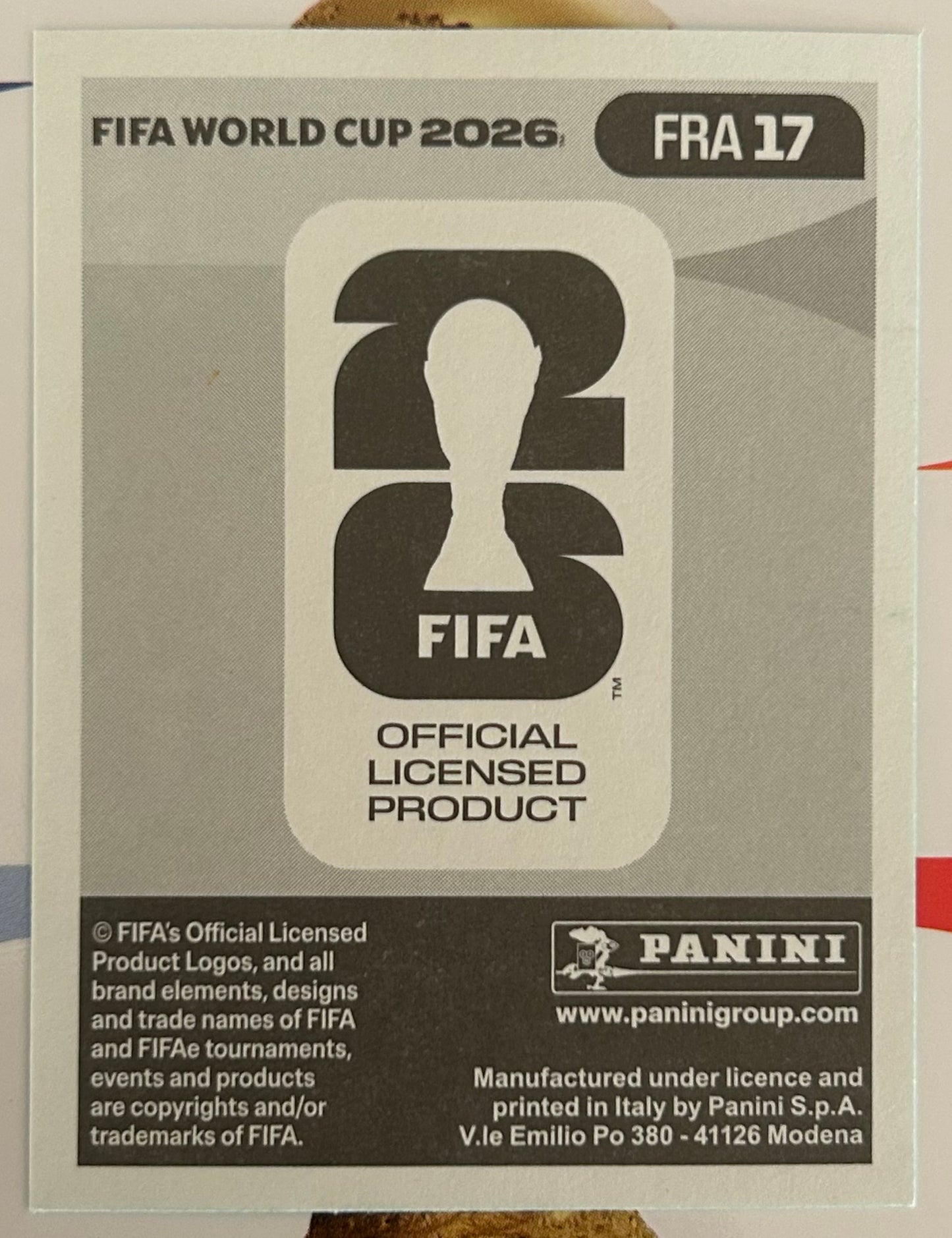 Panini FIFA World Cup 2026 Official Sticker Collection - DESIRE DOUE (FRANCE) FRA17